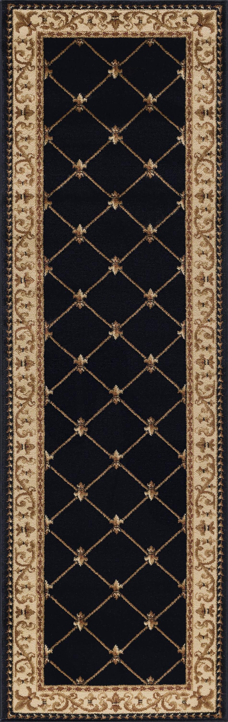 Tayse Sensation Area Rug SNS4883 Traditional Black Swirls Lines 2' 3" x 10' Rectangle