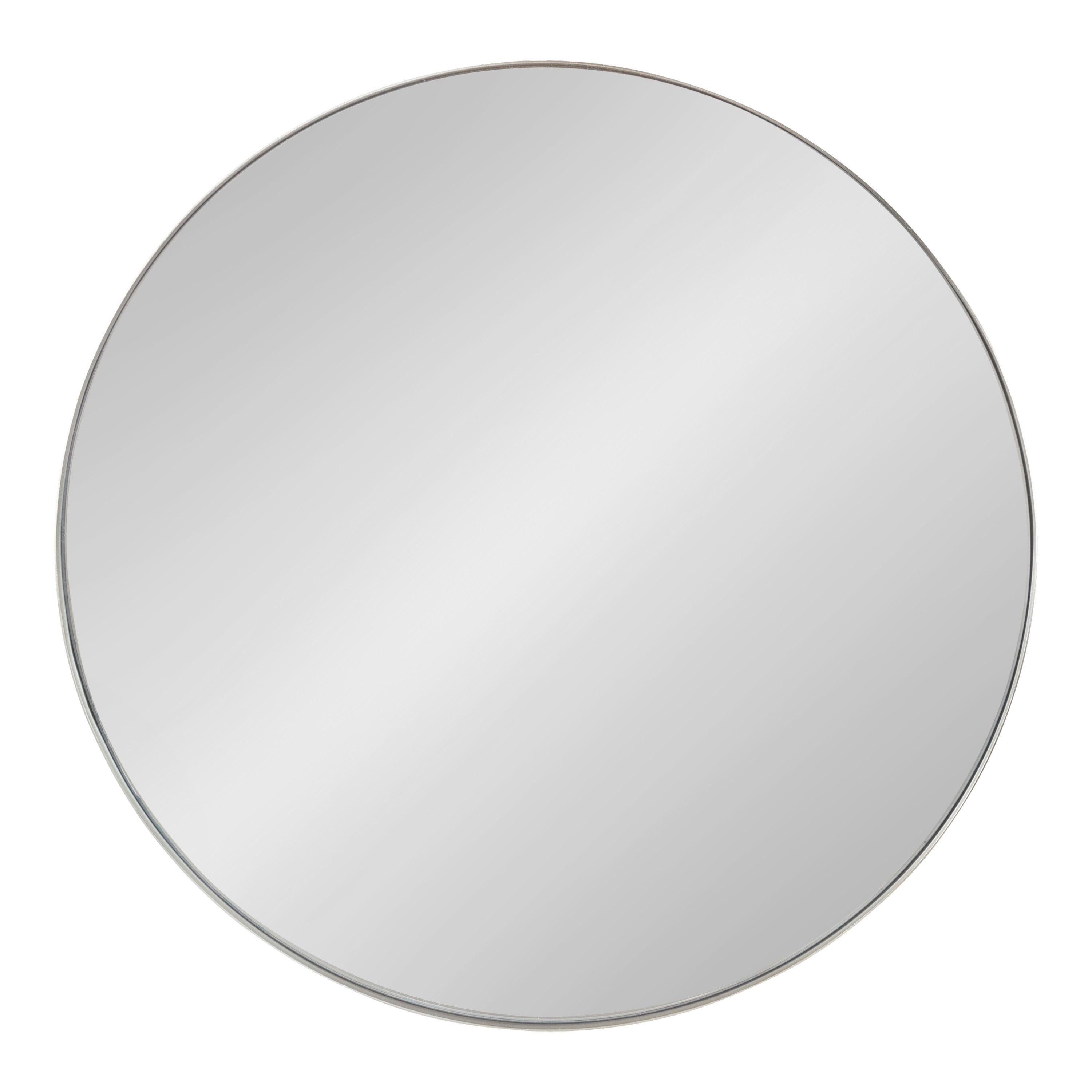 Kate & Laurel All Things Decor 28" Rollo Round Wall Mirror Silver: Modern Metal Frame, No Assembly Required