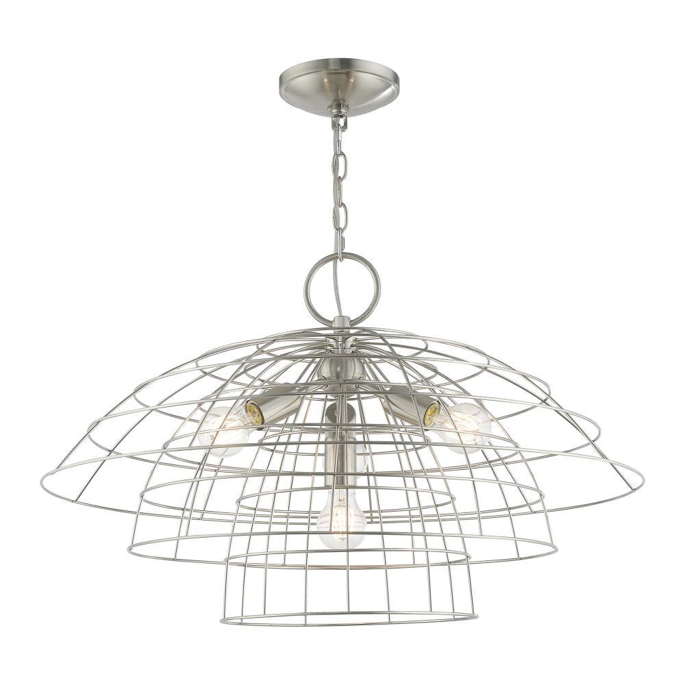 Livex Lighting Brooklyn 4 - Light Chandelier in  Brushed Nickel