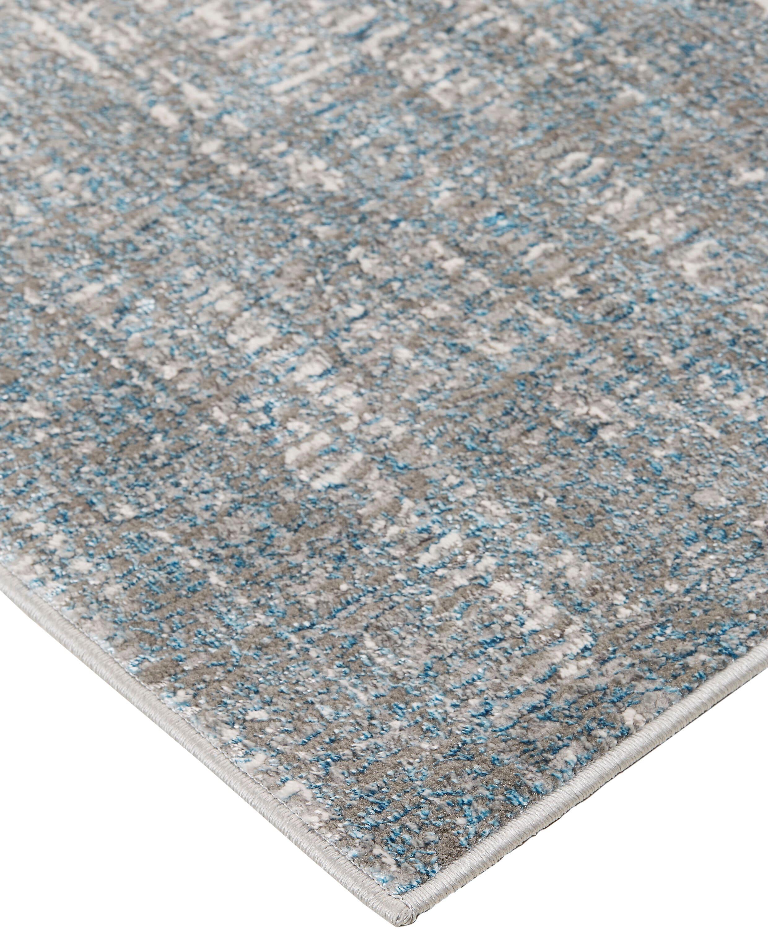 Azure Modern Abstract White/Gray/Blue Area Rug