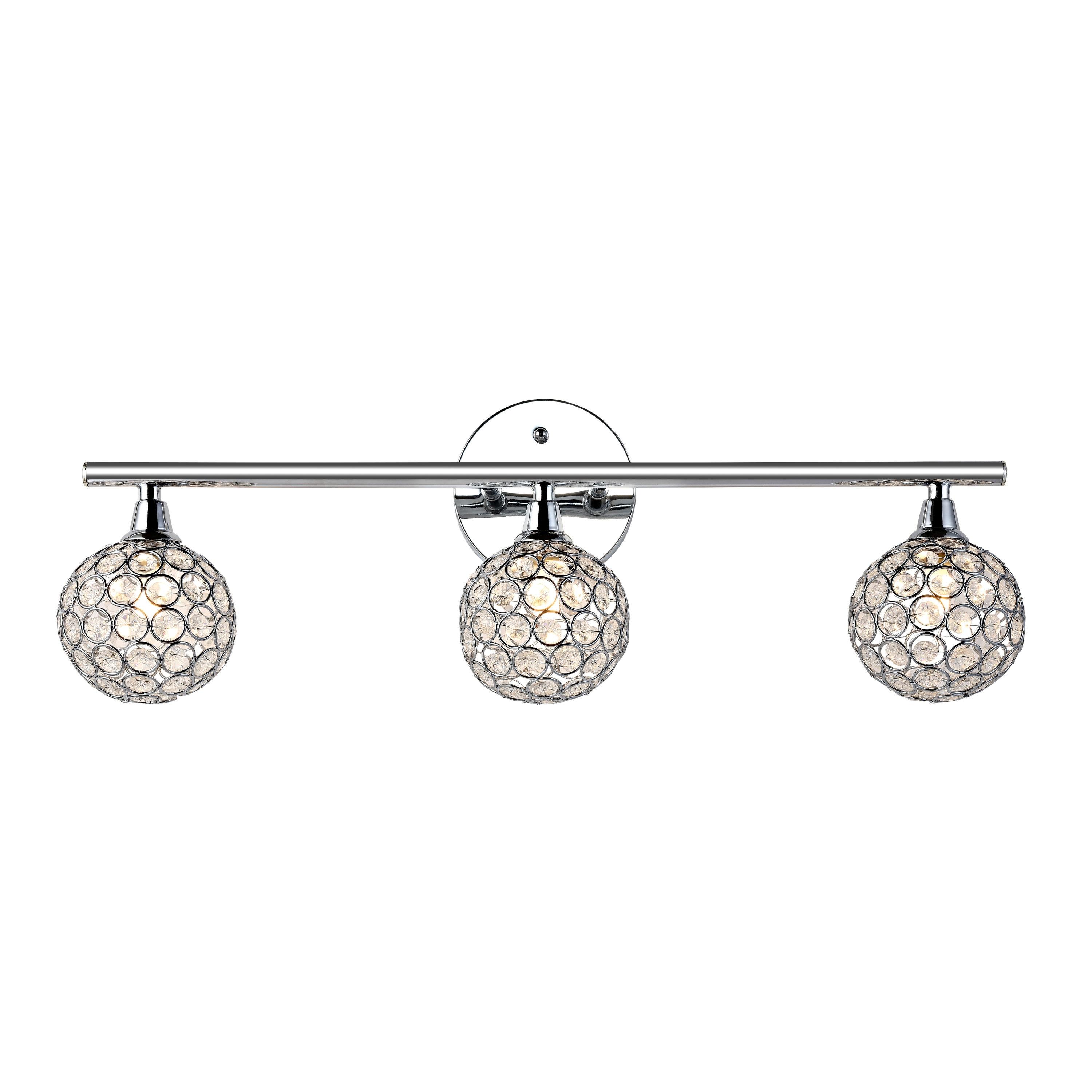 JONATHAN Y Maeve 23" 3-Light Iron/Glass Contemporary Glam LED Vanity Light, Chrome