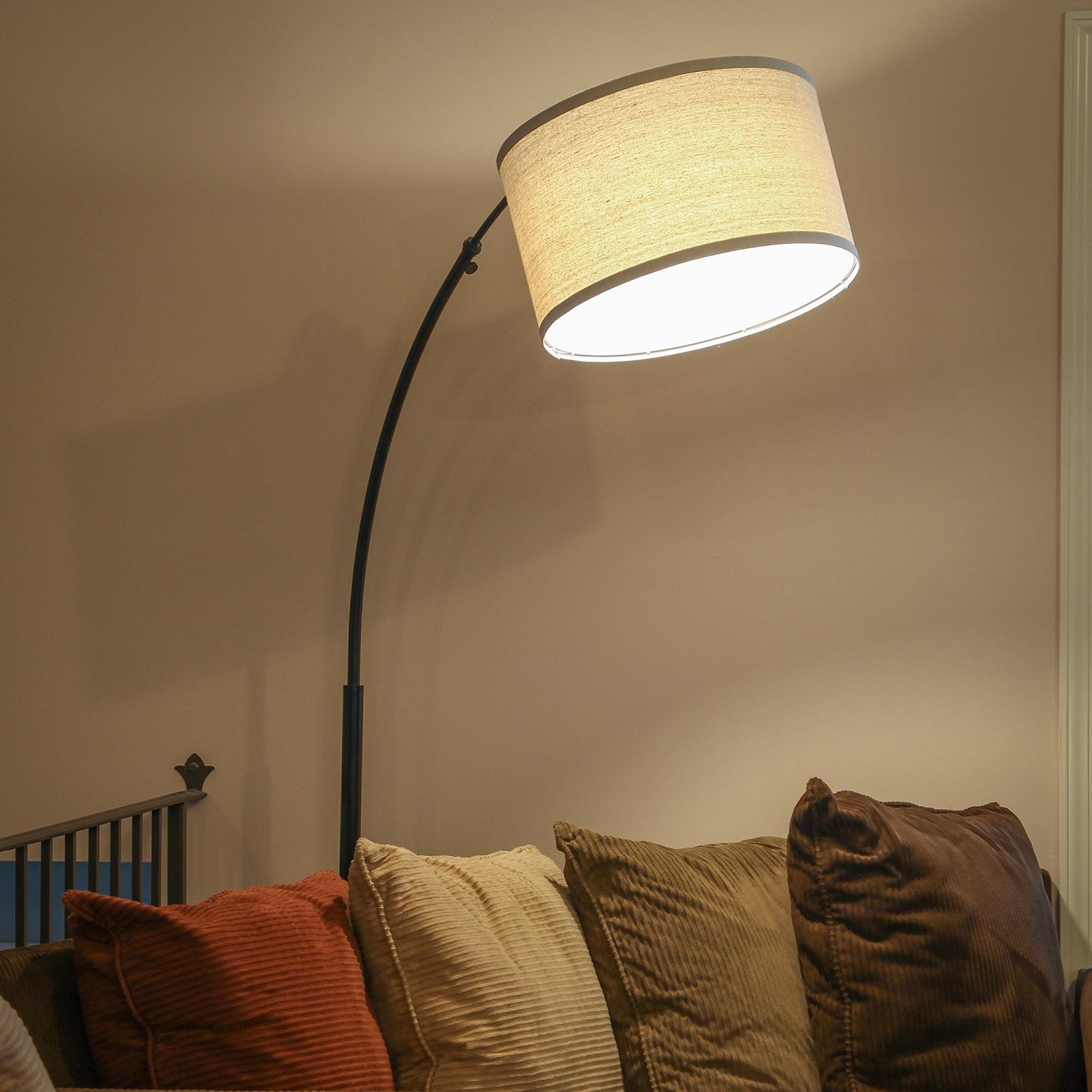 Brightech Logan 76 in. Adjustable and Extendable LED Arched Gold Floor Lamp with Weighted Marble Base - LED Bulb Included