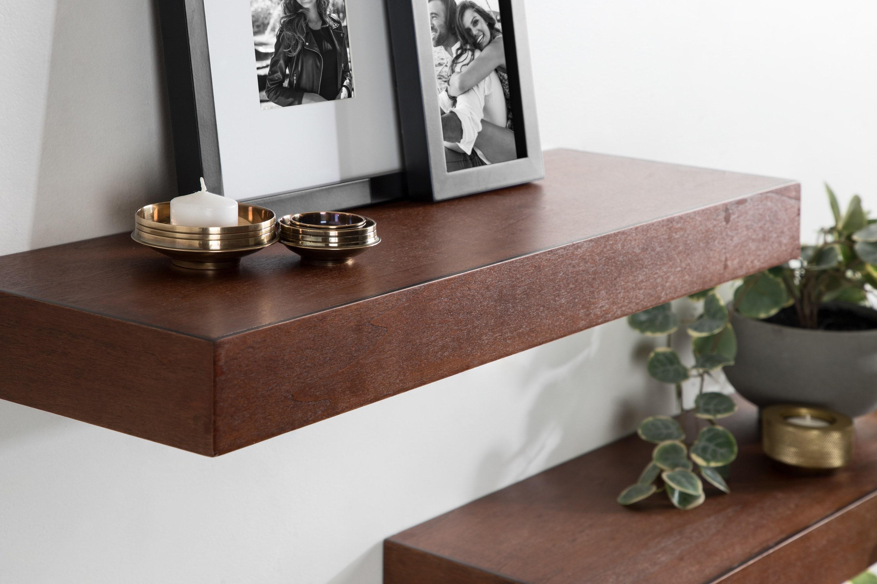 2pc 24" Havlock Wood Shelf Set Walnut Brown - Kate & Laurel All Things Decor: Easy Install, Storage Display