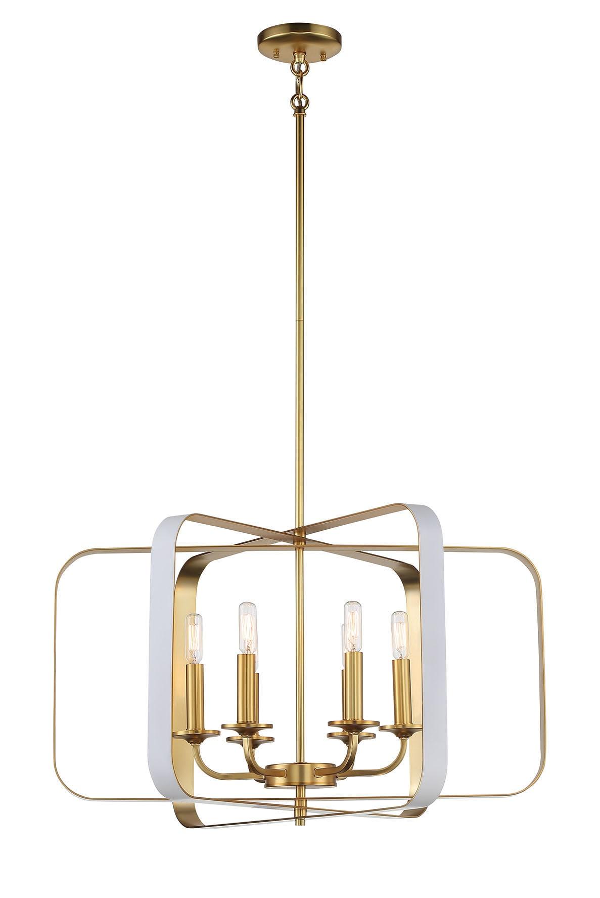 Aureum 26" Honey Gold & Matte White 6-Light Pendant