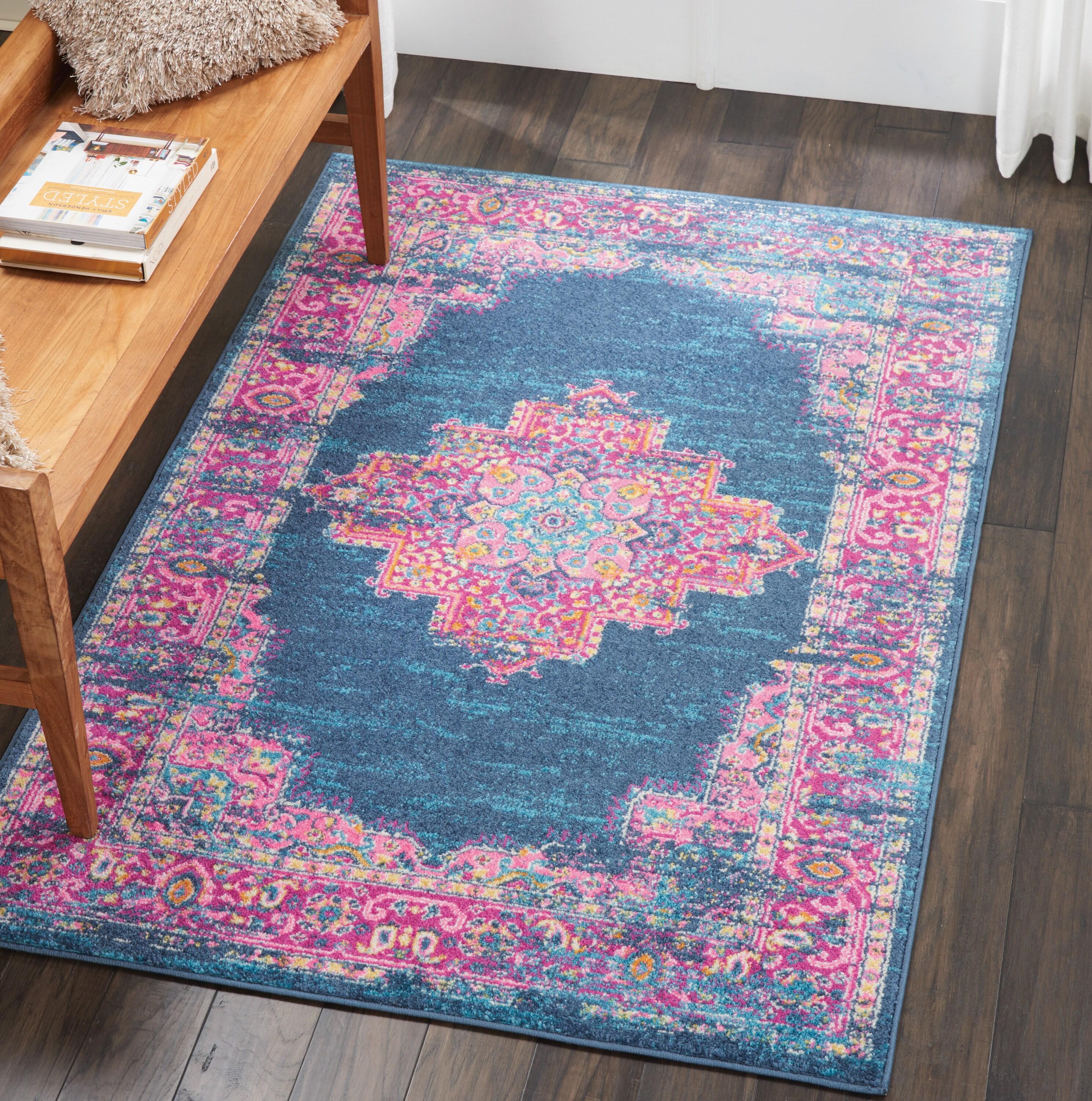 Nourison Passion Medallion Bohemian Indoor Rug Blue 3'9" x 5'9"