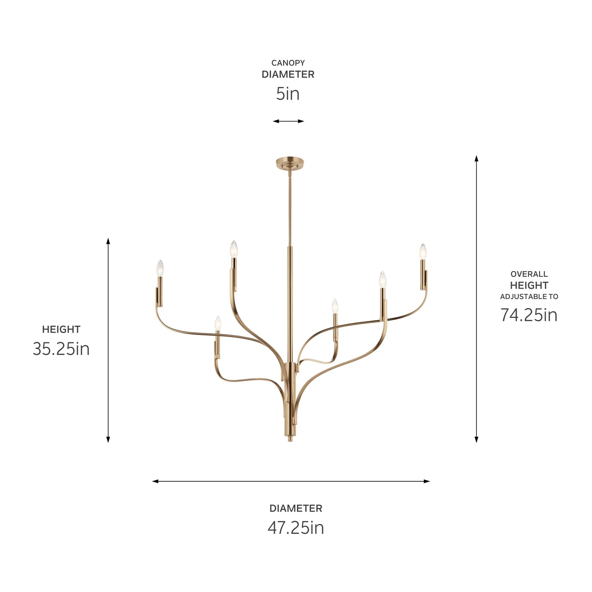 KICHLER Livadia 6-Light Chandelier, Soft Modern-Light in Champagne Bronze, for Foyer, Great Room, or Vaulted Dining or Bedroom (33.25" x 47.25"), 52674CPZ