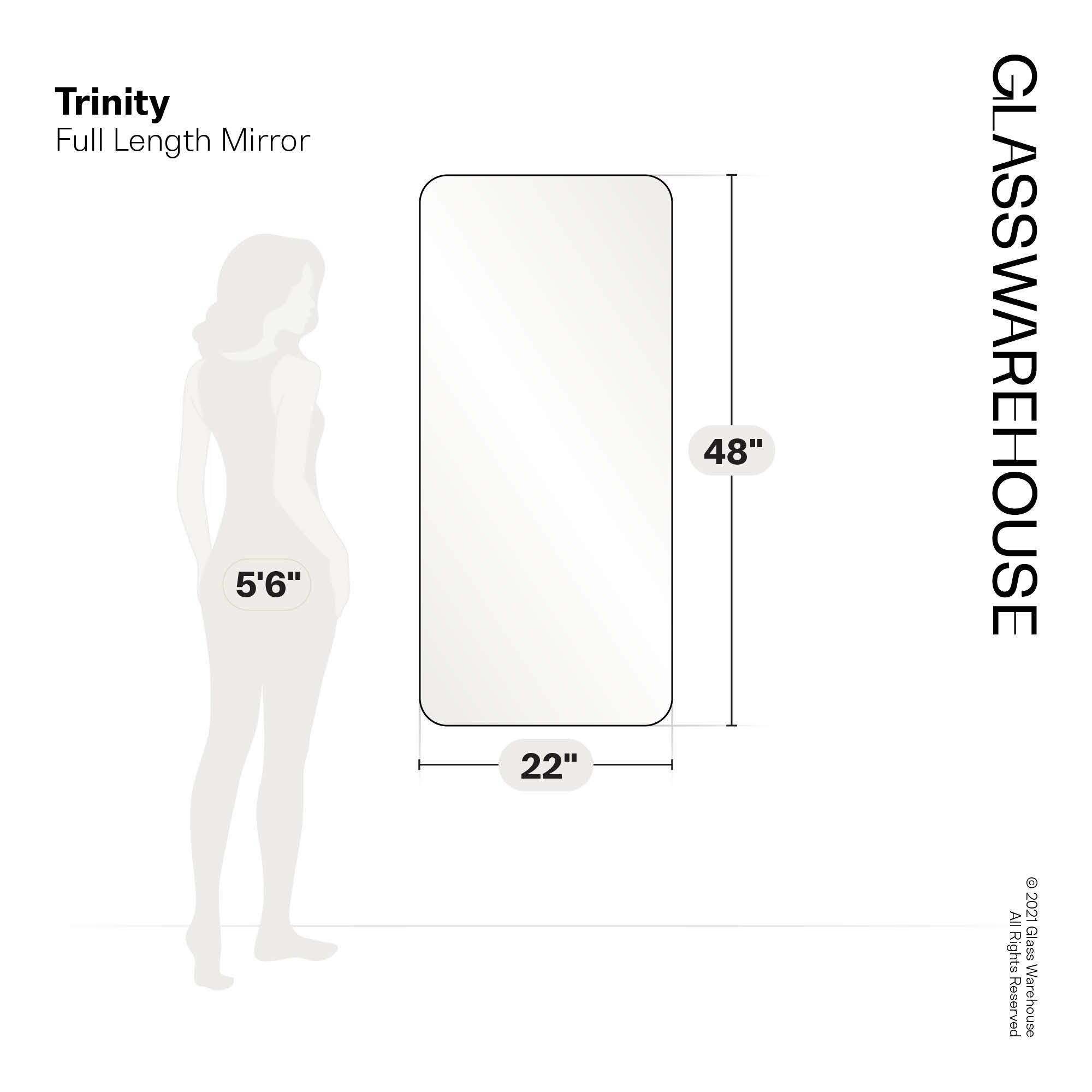 Trinity 22 in. x 48 in. Square Radius Mirror