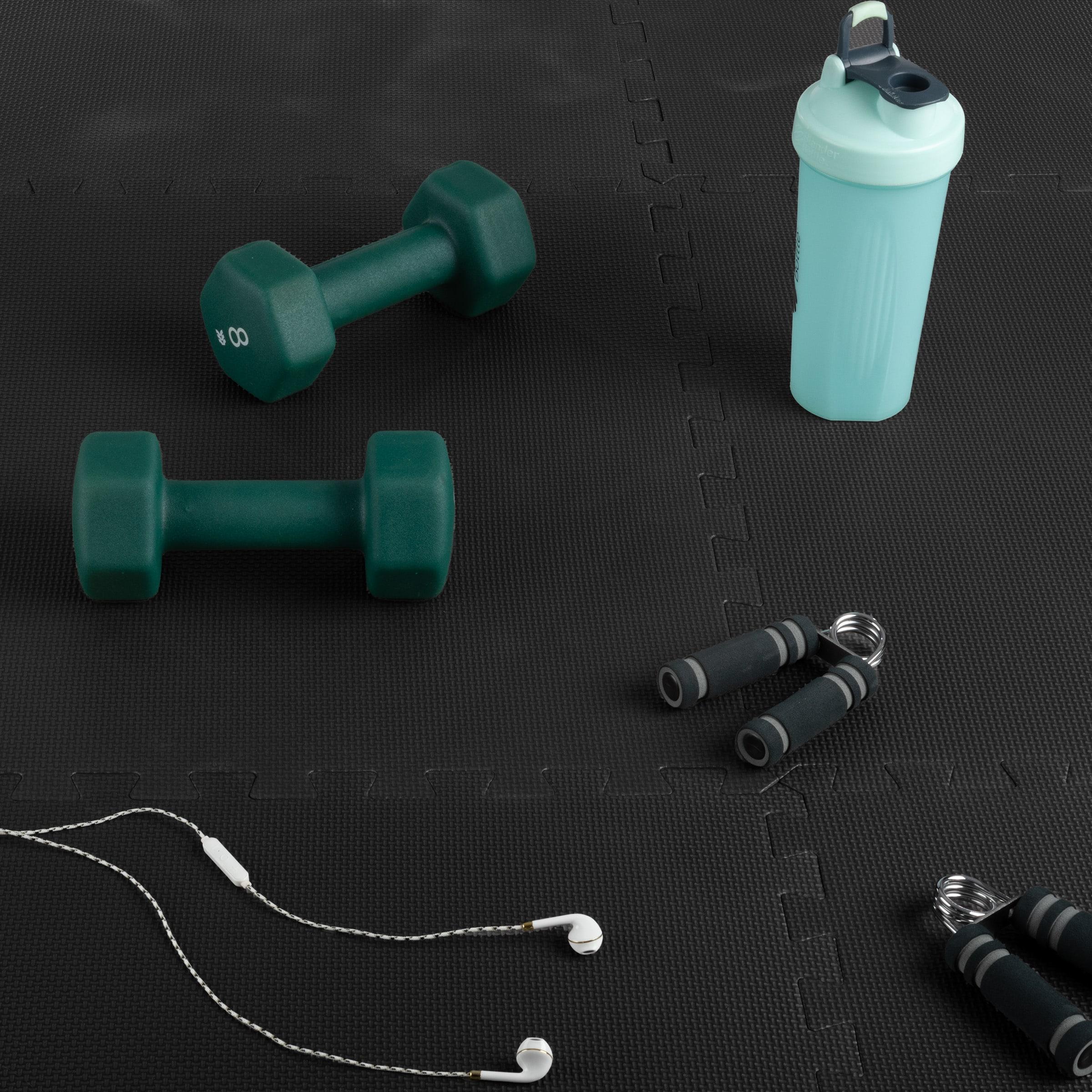 Fleming Supply Nonslip Interlocking Foam Floor Tiles – 24" x 24" x 0.375", Black, 6-Pack