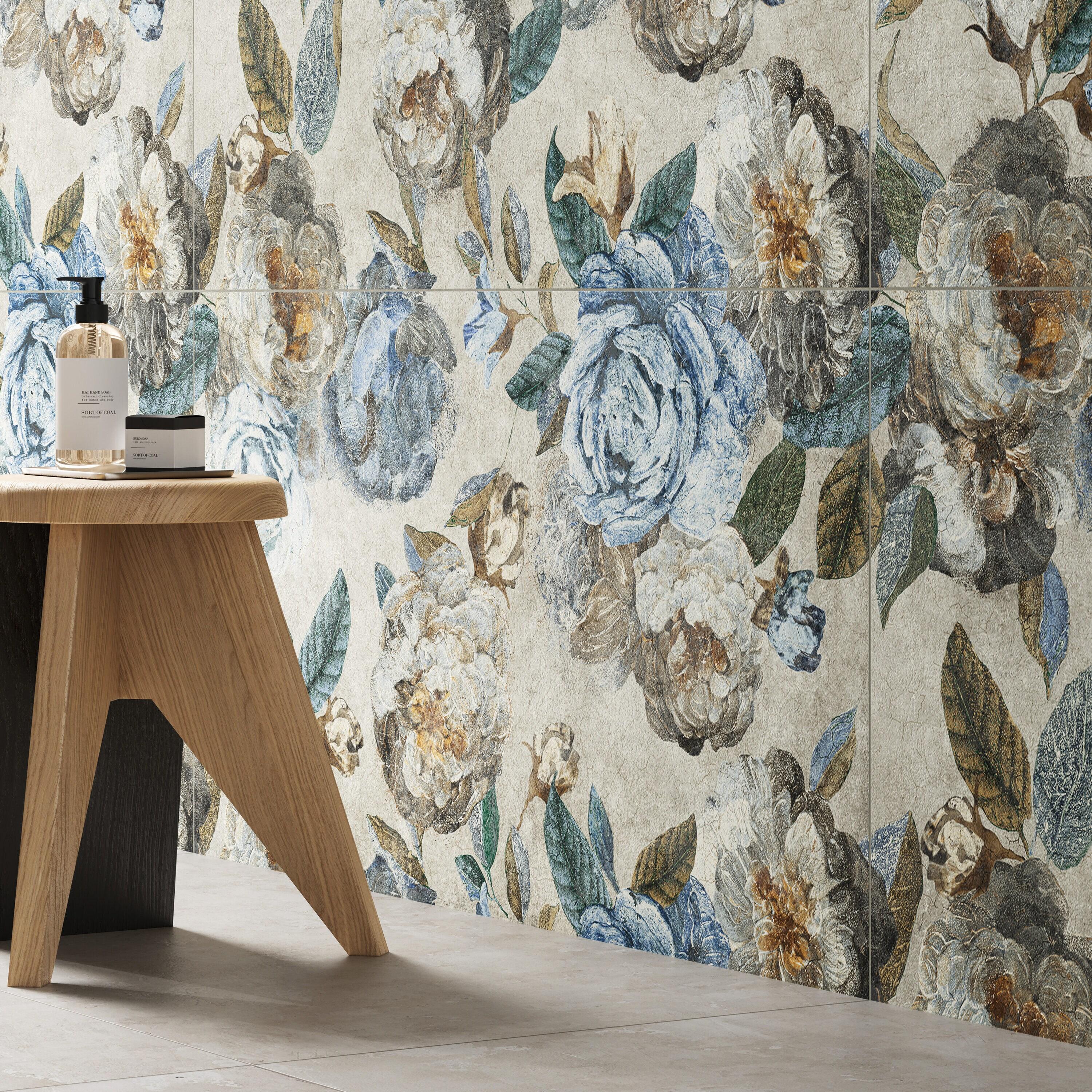 Merola Tile Parete Fiori 24" x 47" Porcelain Natural / Floral Wall & Floor Tile