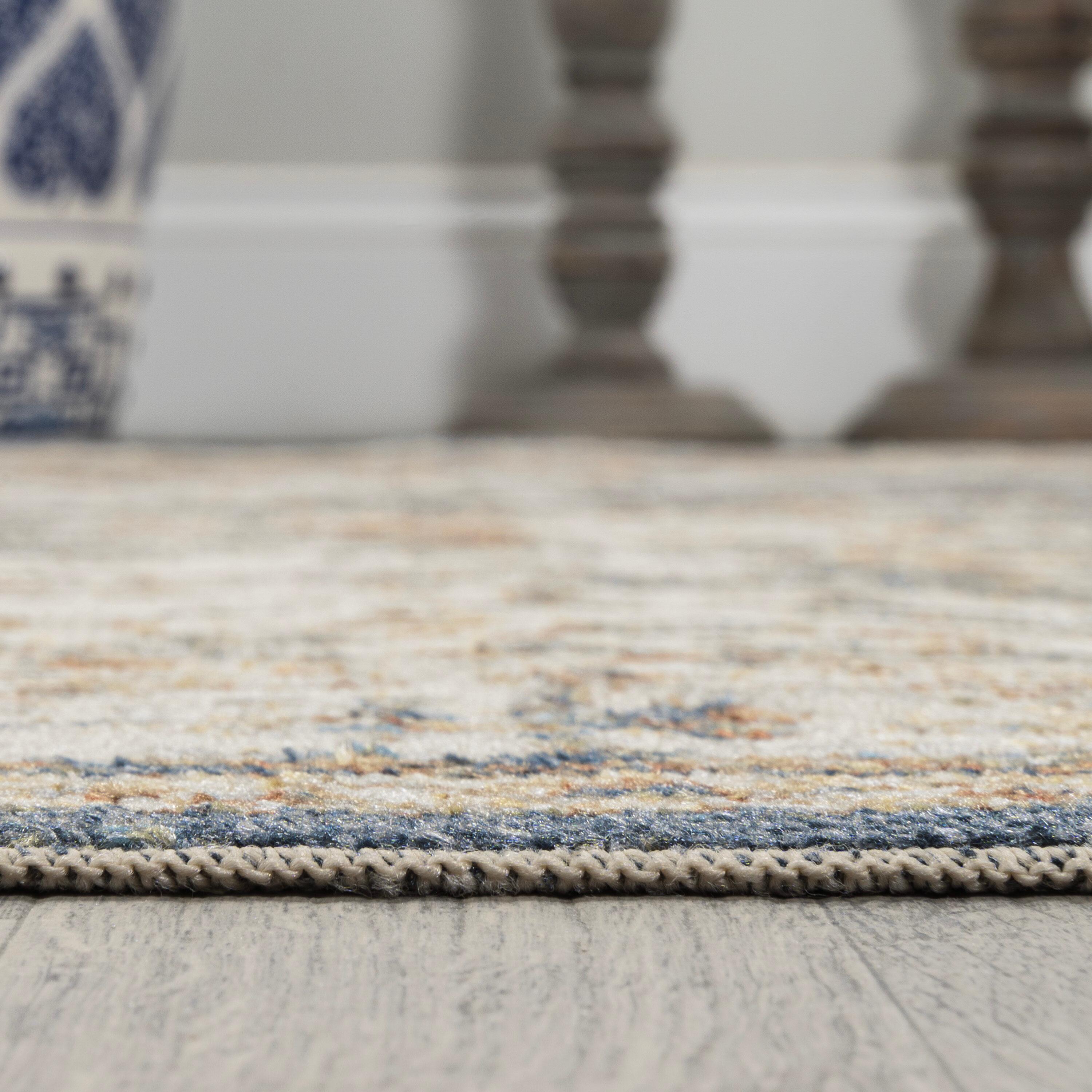 JONATHAN Y Keesha Bold Distressed Medallion Low-Pile Machine-Washable Blue/Cream 5 ft. x 8 ft. Area Rug