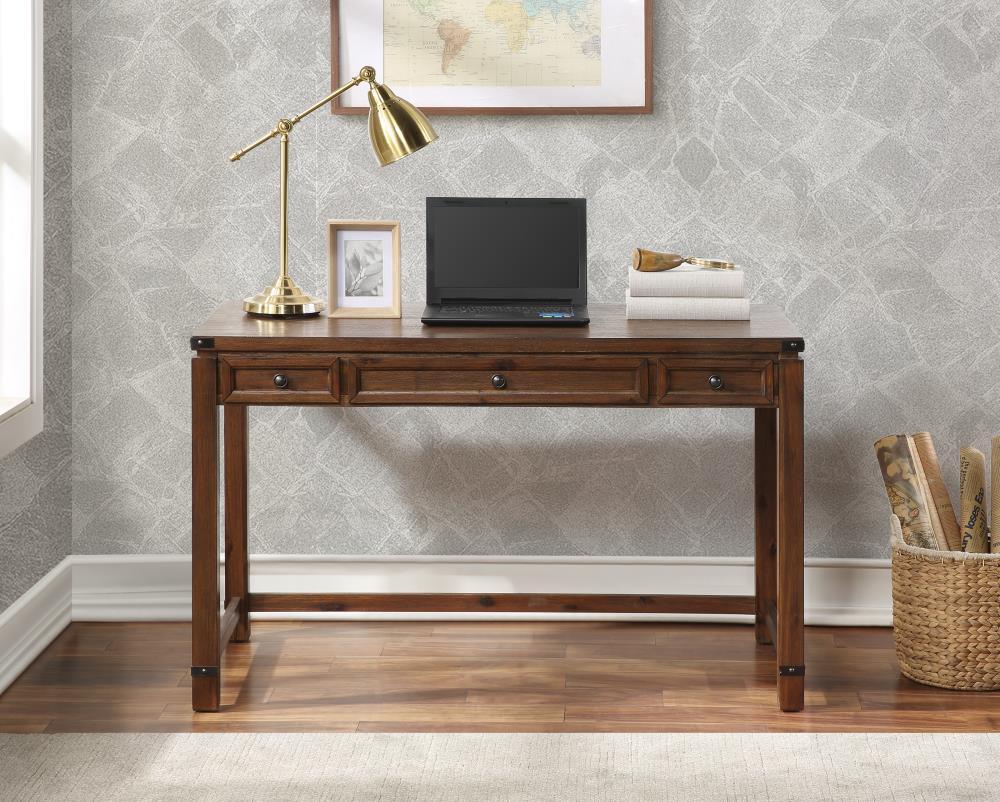 Baton Rouge Home Office Writing Desk in Brushed Walnut Finish Engineered Wood