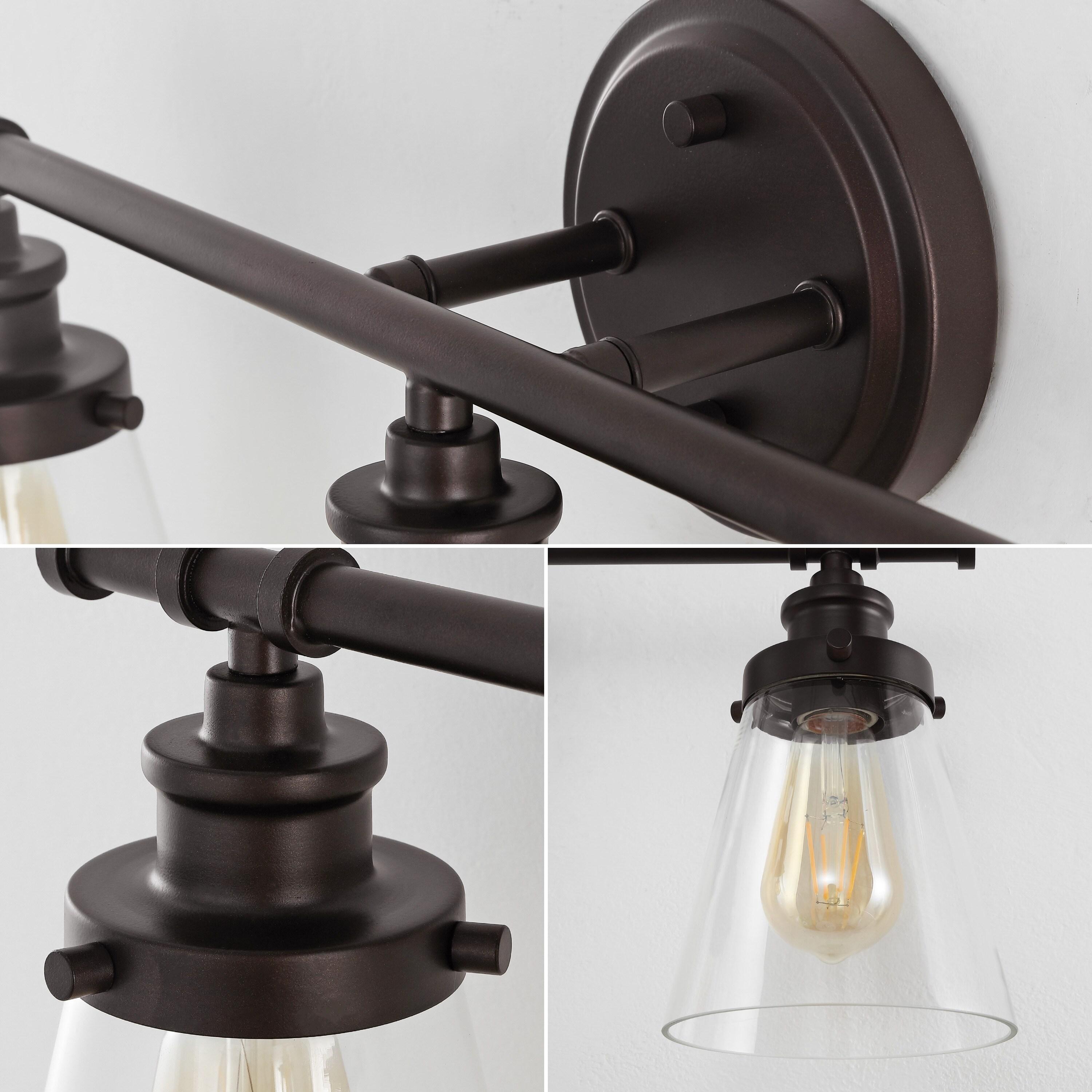 Hollis 23.75" 3-Light Traditional Farmhouse Vanity Light with Bathroom Hardware Accessory Set, Oil Rubbed Bronze (5-Piece)