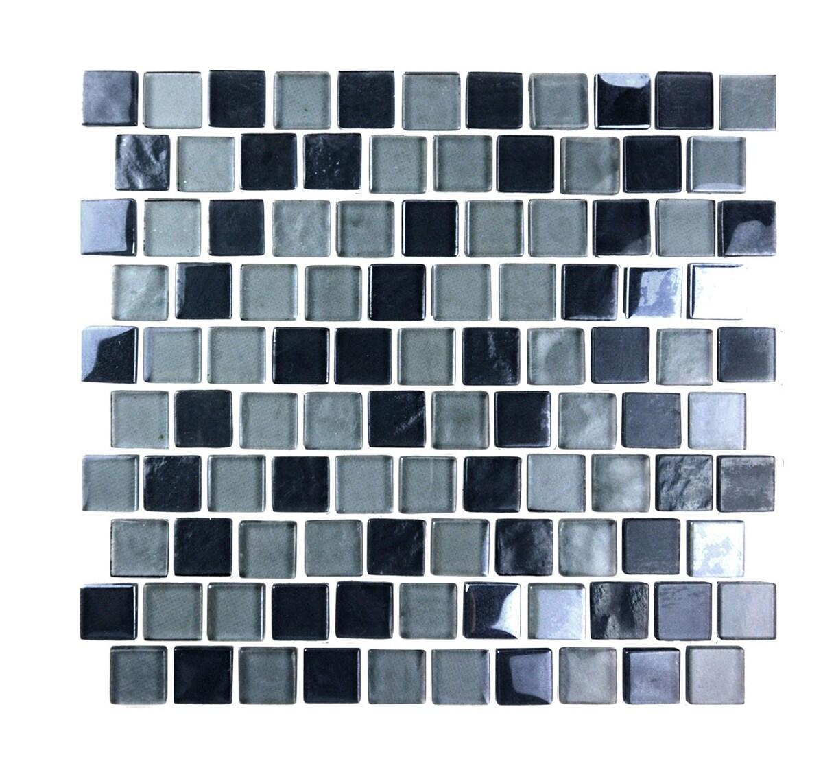 Abolos Landscape 1 in. x 1 in. Translucent Glass Plastic Face Mounted Brick Mosaic Designer Pool Tile