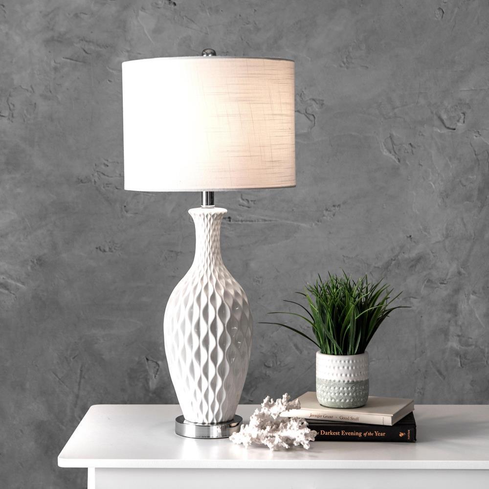 Ivory Ceramic 28" Table Lamp with Linen Shade