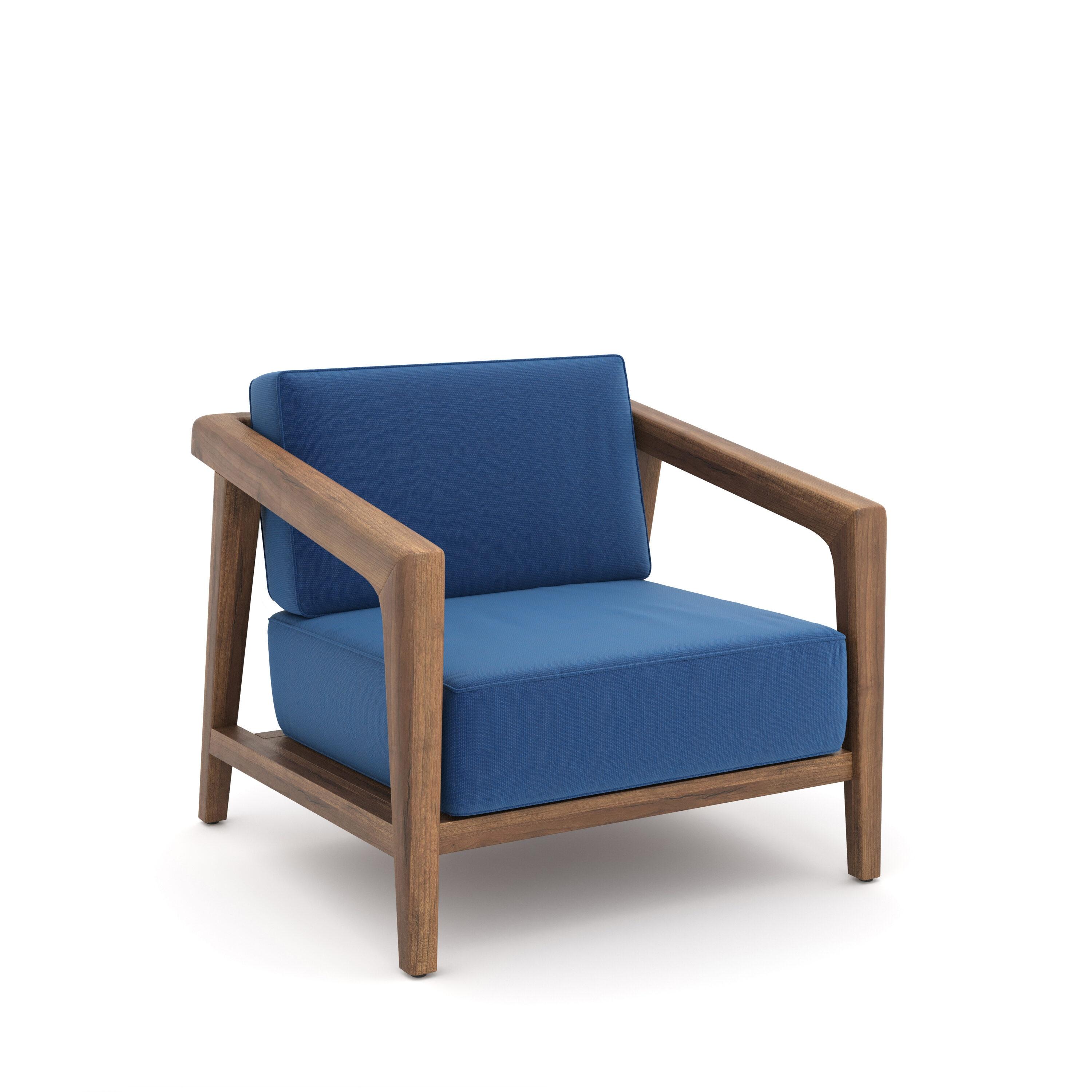 New Classic Furniture Bali Solid Wood Patio Club Chair in Dark Blue (Set of 2)