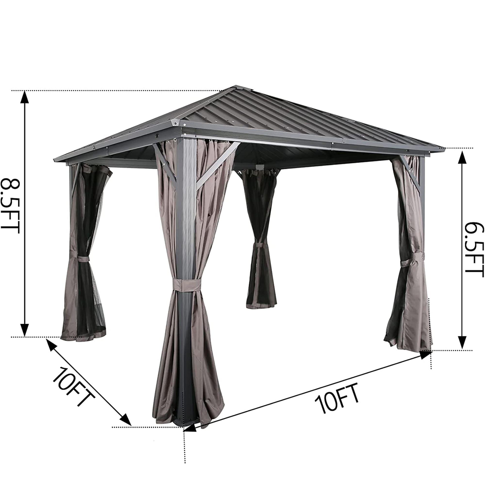 Peak Home Furnishings Hardtop 10 Ft. W x 10 Ft. D Aluminum Patio Gazebo