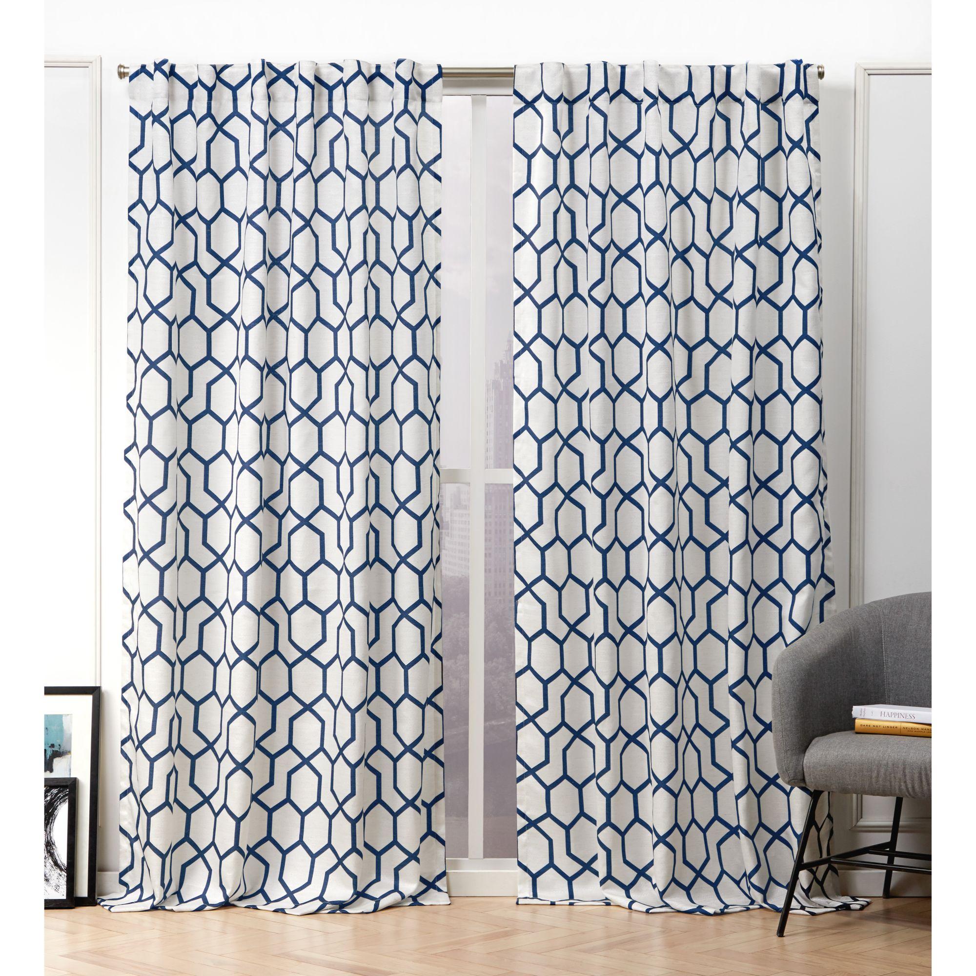 Nicole Miller Nicole Miller Hexa Geometric Print Hidden Tab/Rod Pocket Top Light Filtering Curtain Panel Pair (Set of 2)
