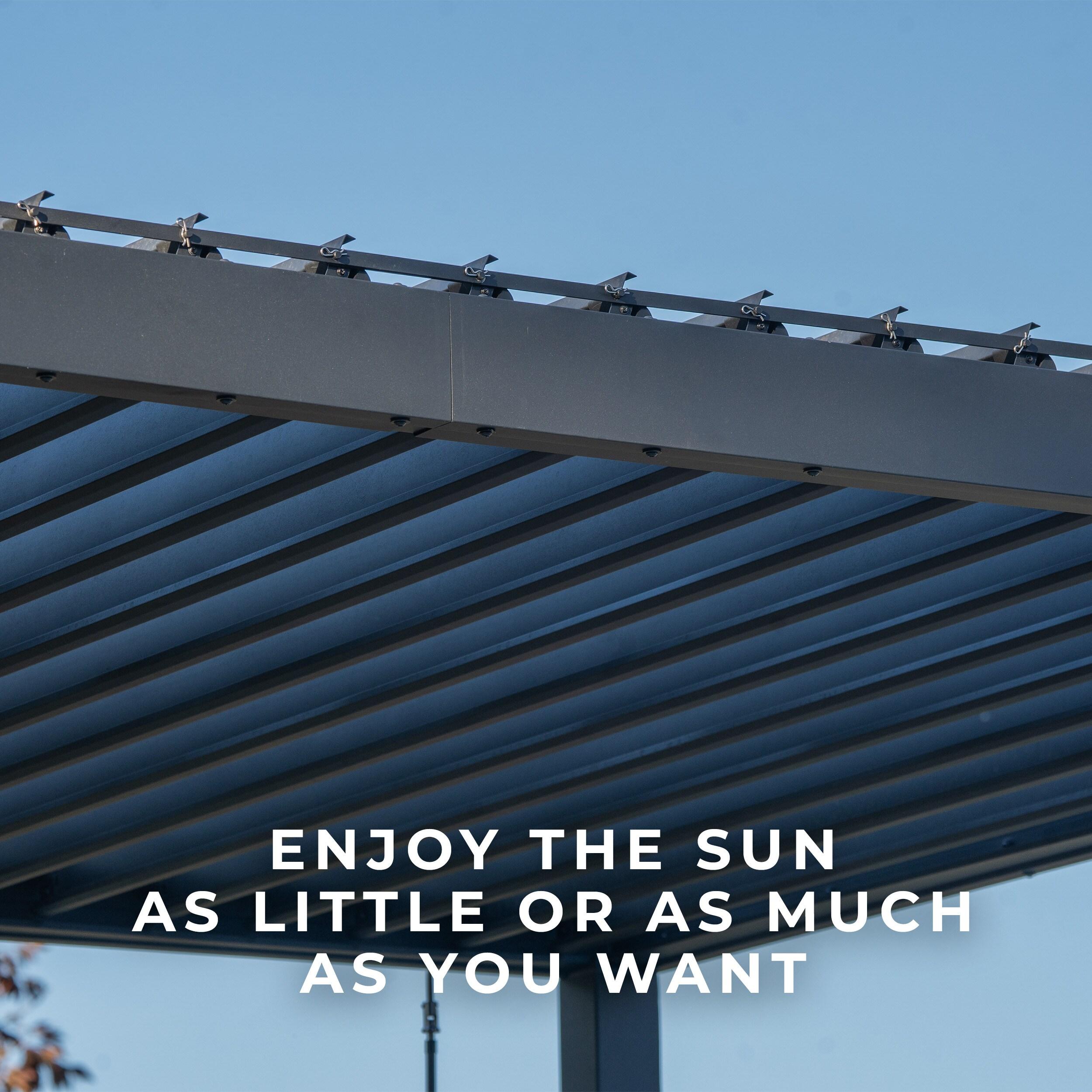 Backyard Discovery Evanston 18'x10' Steel Wall-Mounted Louvered Pergola, Adjustable Roof