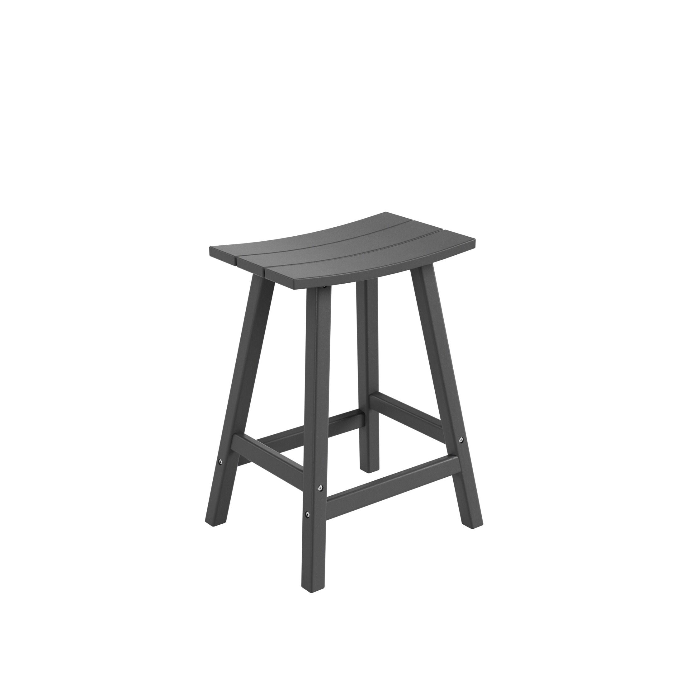 Polytrends Laguna Hdpe All Weather Outdoor Patio 24" Saddle Seat Counter Stool (Set Of 2) Gray
