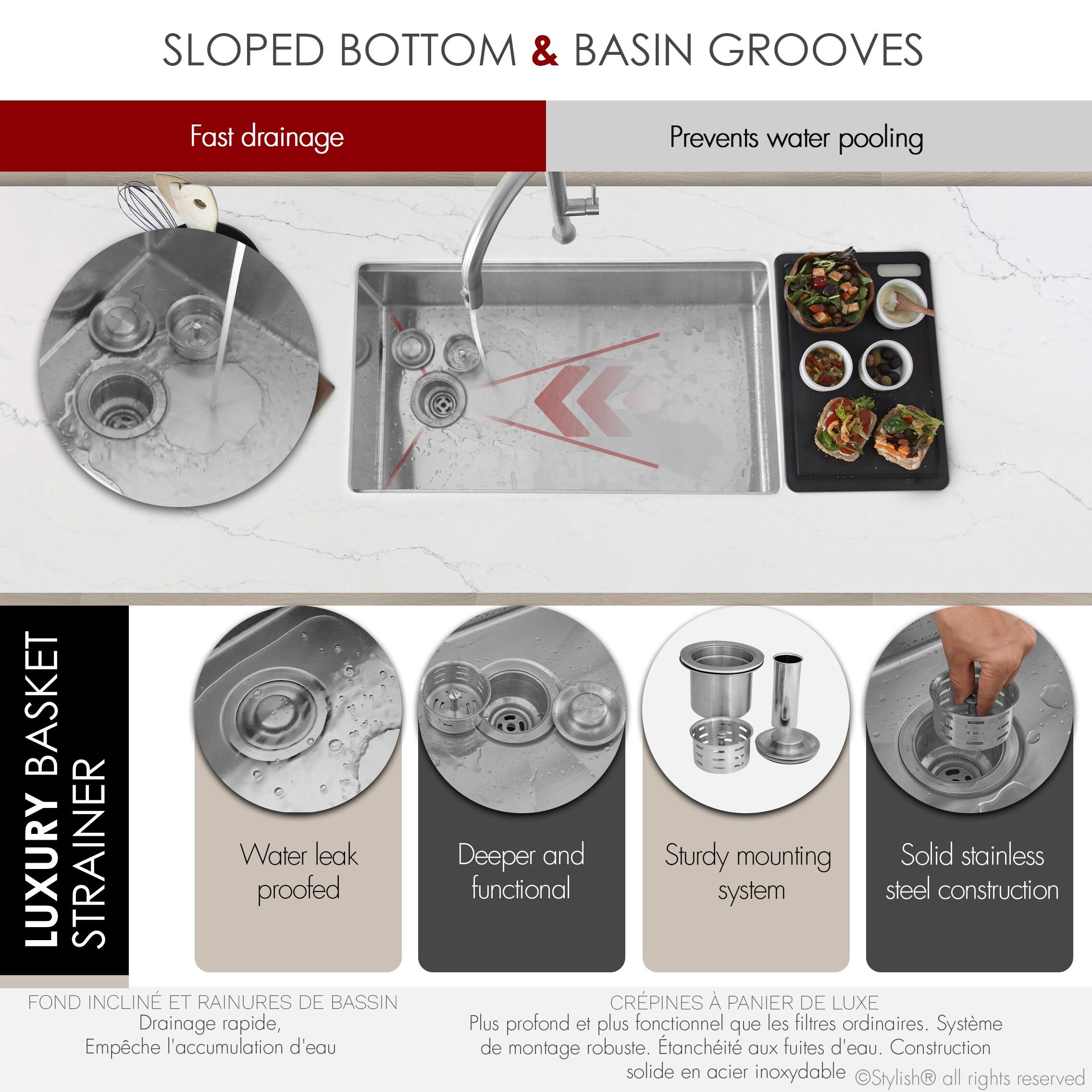 Stylish Versa33 Undermount 33" Workstation 16-gauge Single-Bowl Kitchen Sink