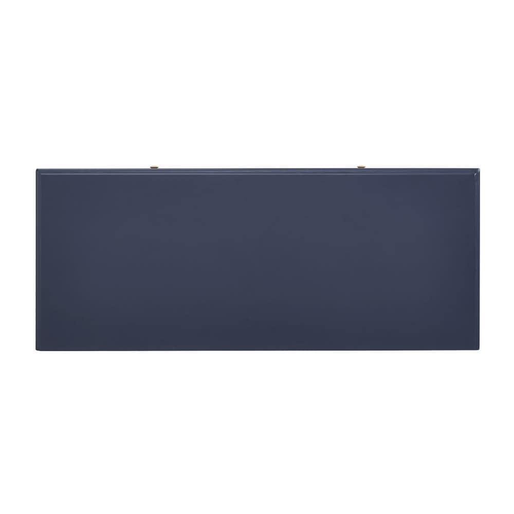 Campaign 2 Drawer Desk Blue/Gold - Linon: Matte Gold Legs, MDF, Metal Hardware