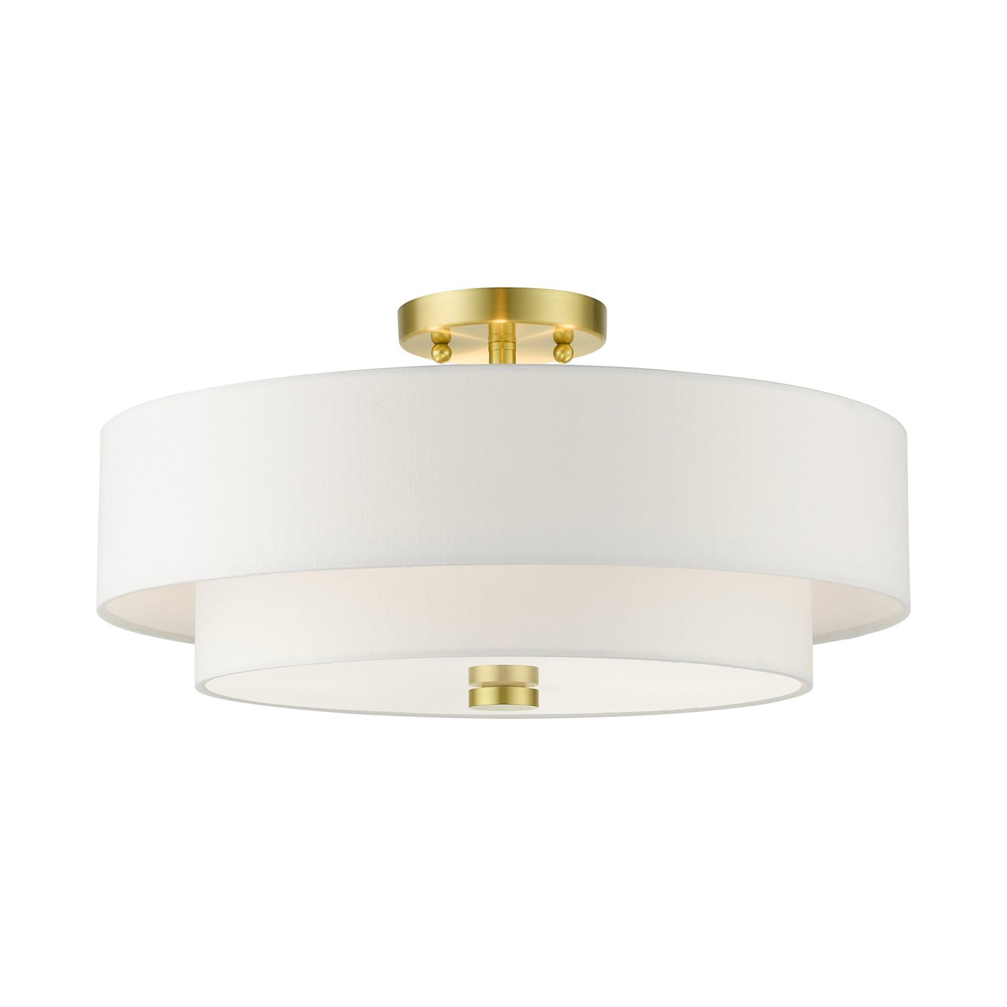 Livex Lighting Claremont 4 - Light Semi-Flush Mount in  Satin Brass