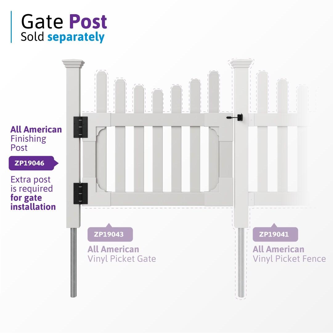 3ft H x 3.5ft W (1 Gate) No Dig WamBam All American Gate Kit, White Vinyl Picket Yard Fence Gate w/ Hardware Included for All American Fence, Outdoor Gate for Patio & Yard, ZP19043