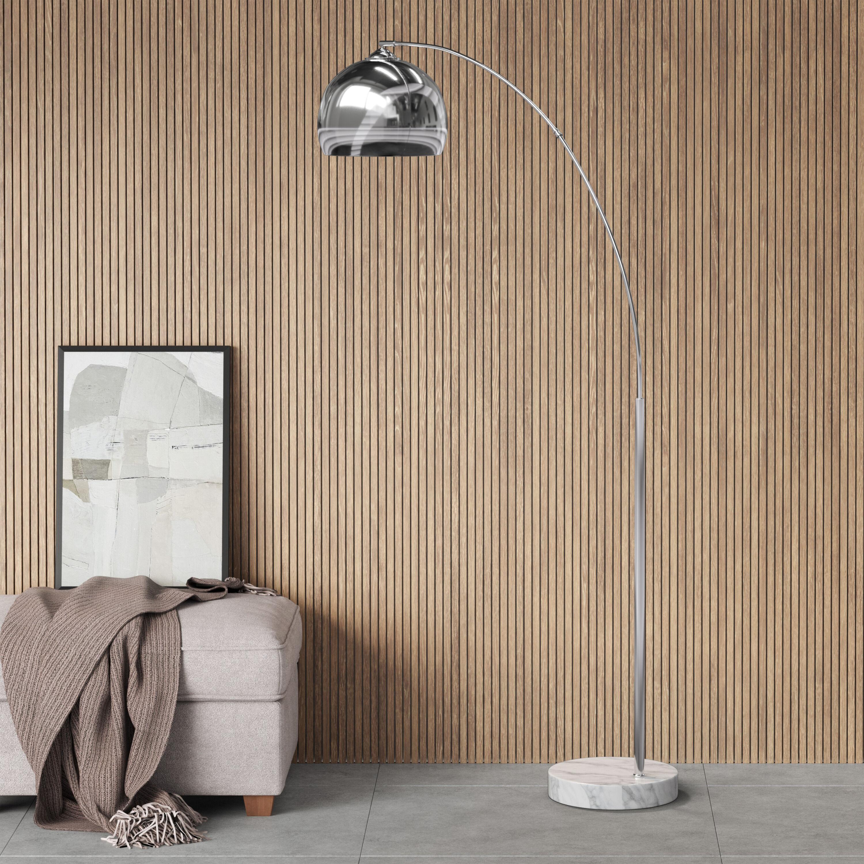 Wrought Studio™ Perlis 66.93" Arc Floor Lamp with Solid Marble Base