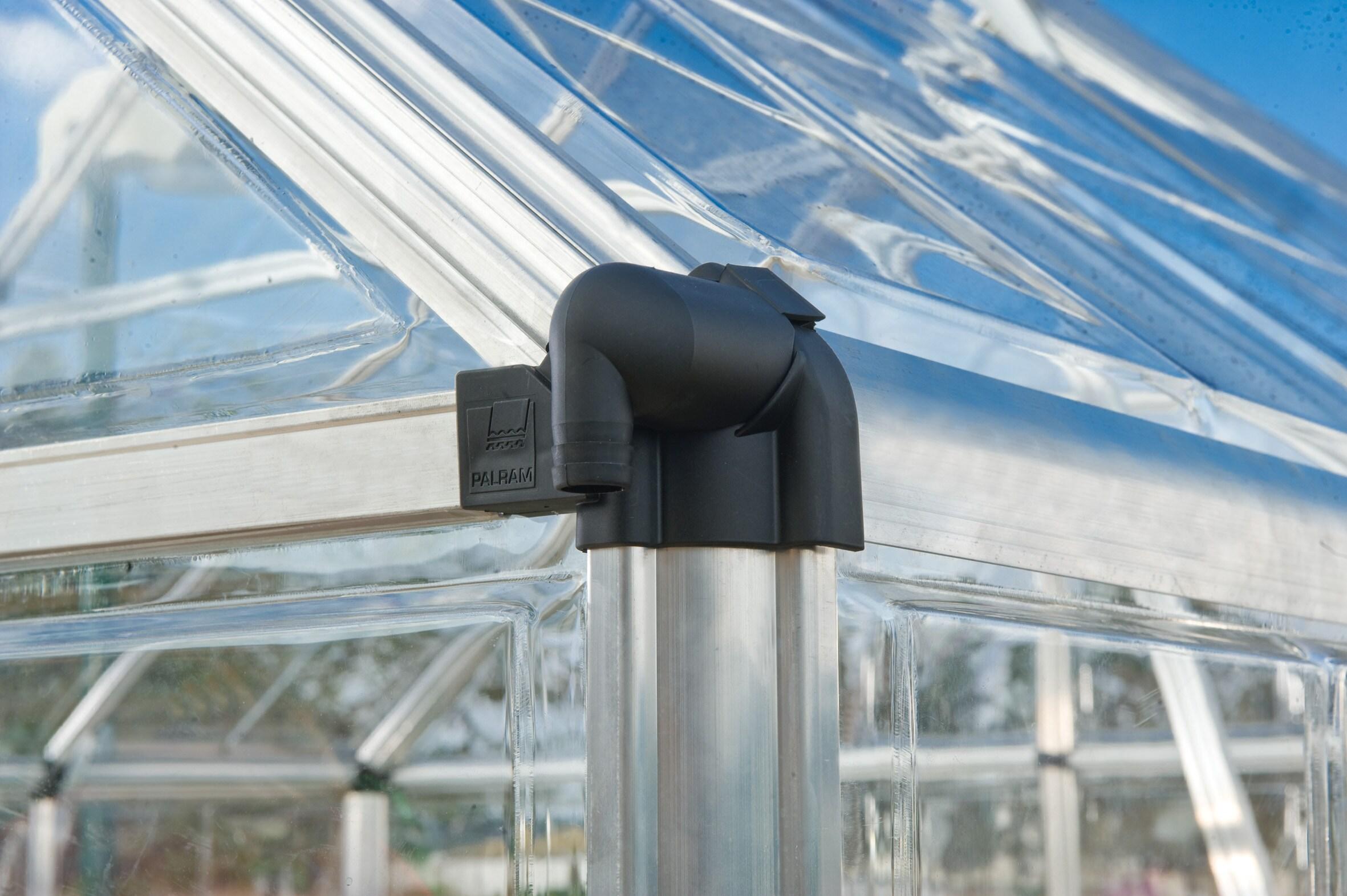 Palram - Canopia Snap & Grow 8' x 8' Polycarbonate/Aluminum Walk-In Greenhouse – Silver - with Roof Vent