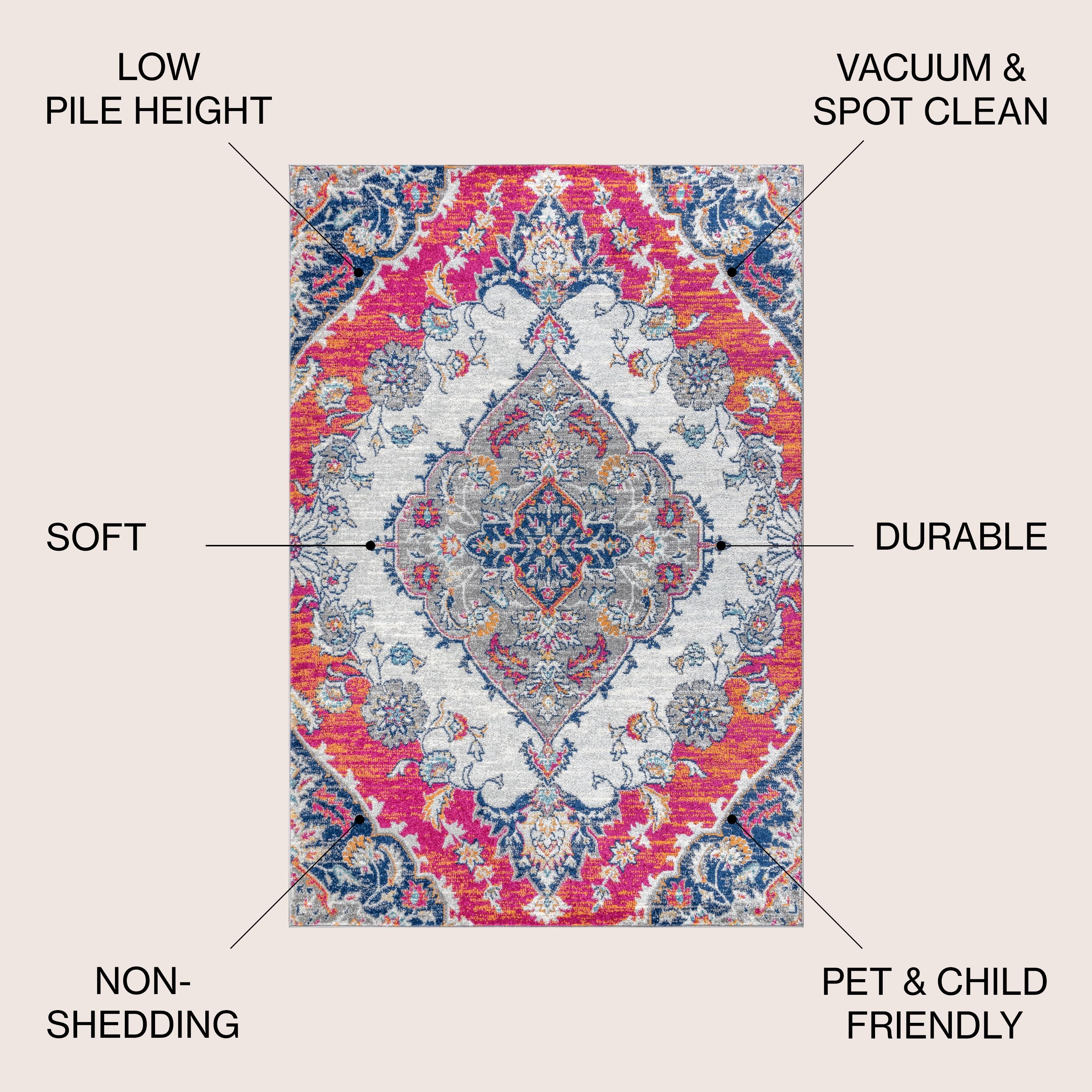 JONATHAN Y Bohemian FLAIR Boho Vintage Medallion Blue/Multi 3 ft. x 5 ft. Area Rug