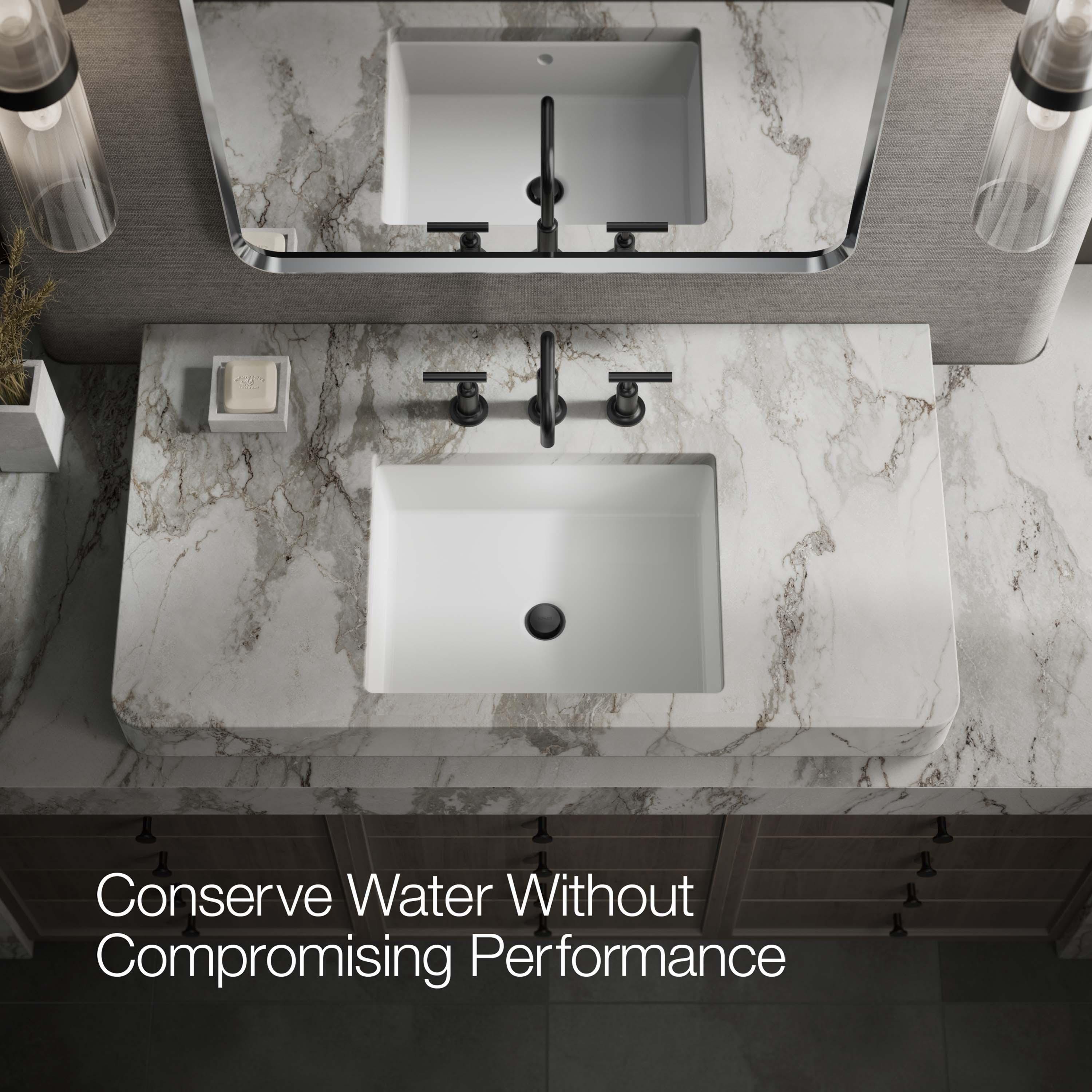 Purist® Widespread Faucet with Drain Assembly Low Lever Handles and Low Gooseneck Spout