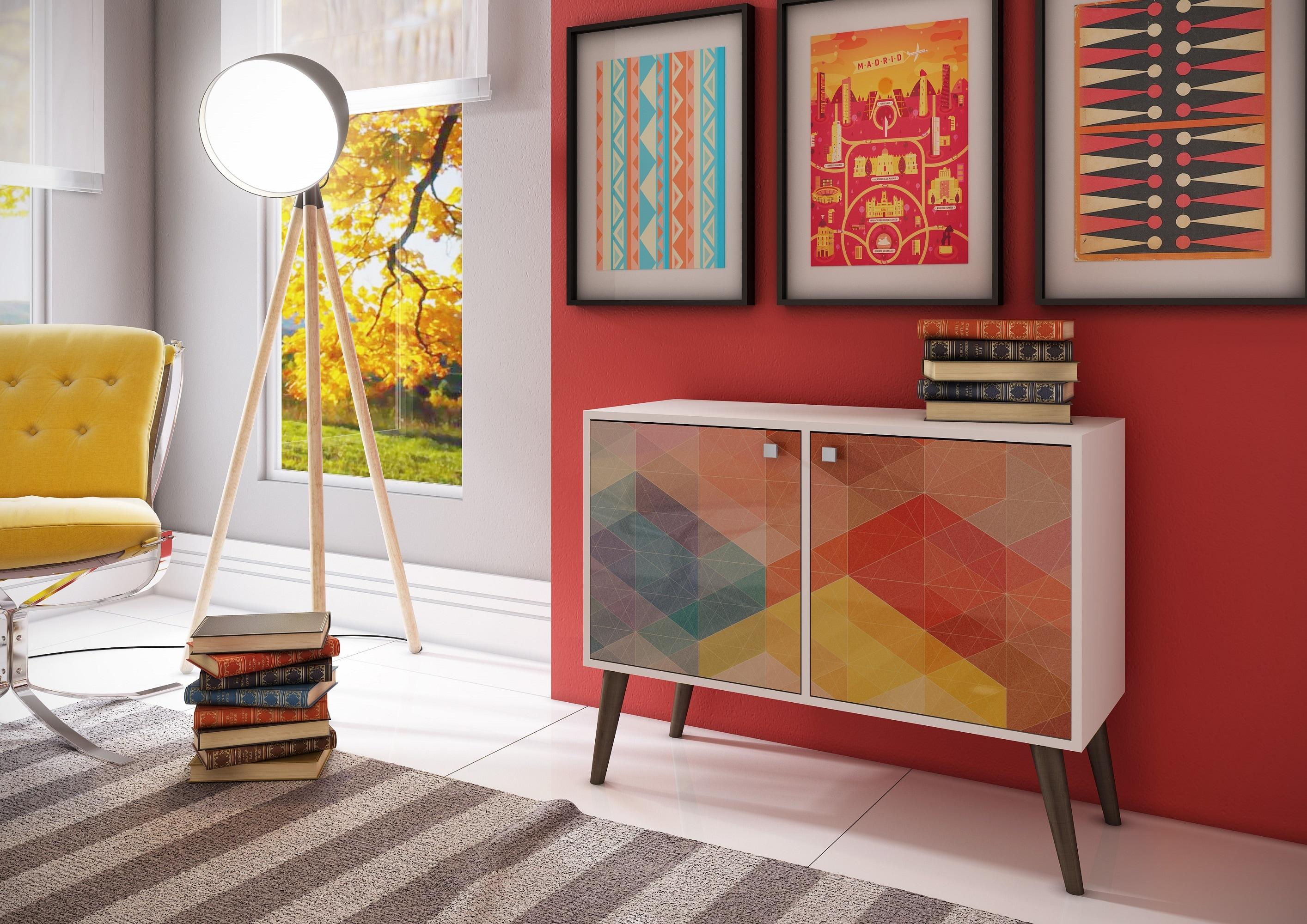 Avesta 2.0 Double Side Table White - Manhattan Comfort: Modern Corner Accent Table, Bedroom & Office Use