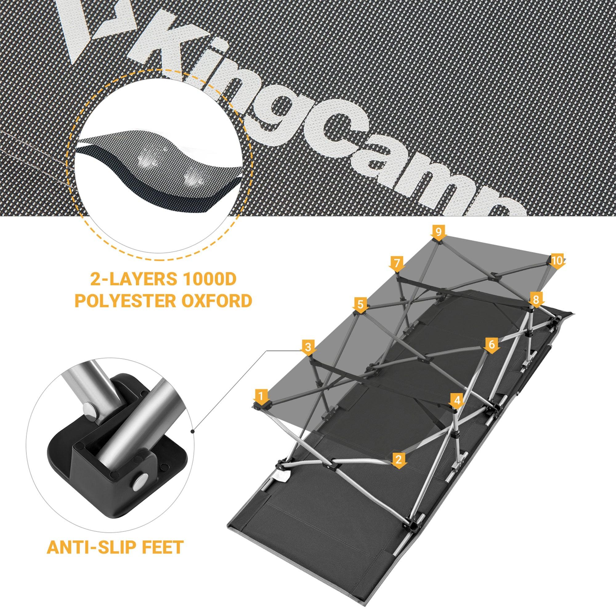 KingCamp Folding Portable Outdoor Camping Cot w/ Multi Layer Side Pocket | Wayfair