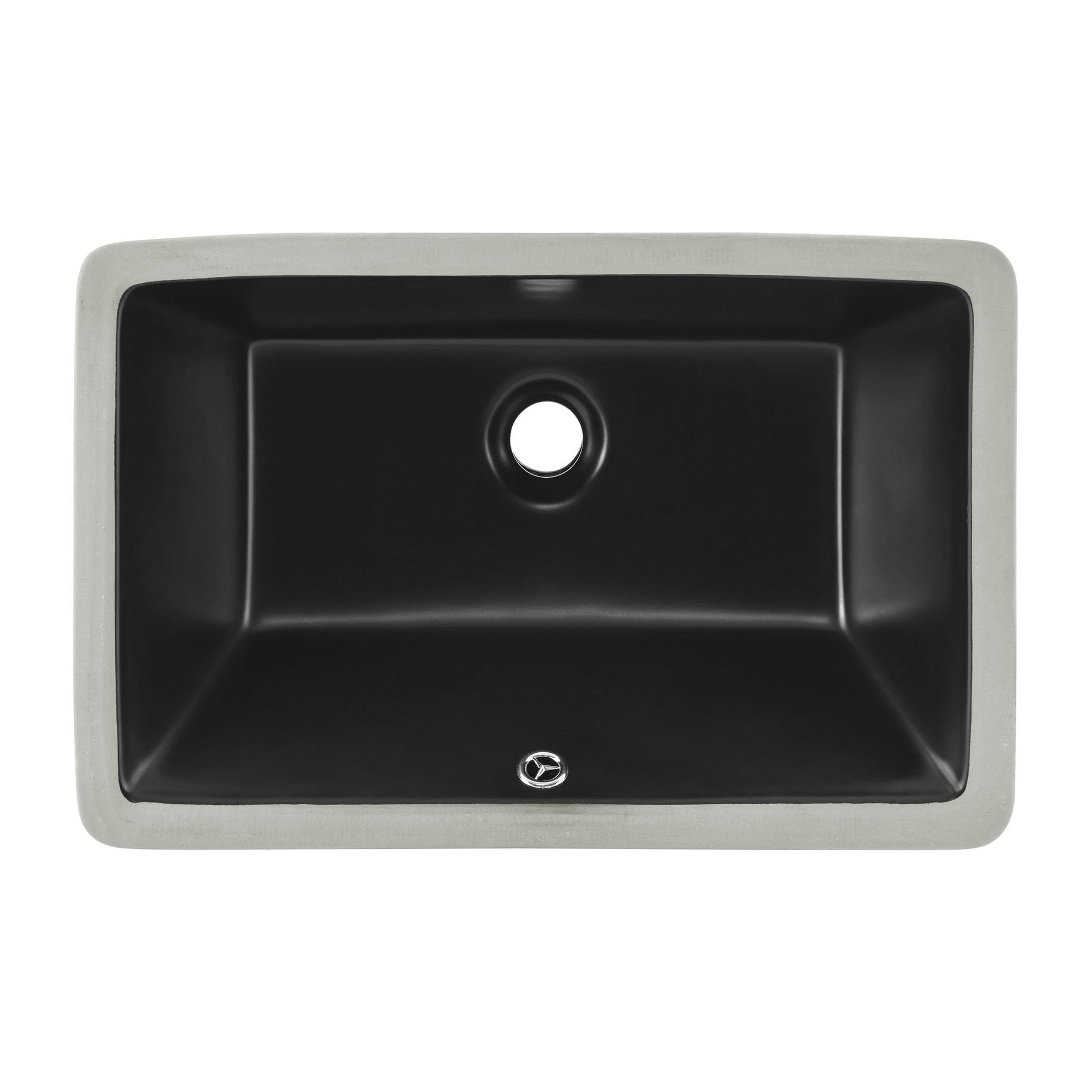 Matte Black Ceramic Rectangular Undermount Bathroom Sink