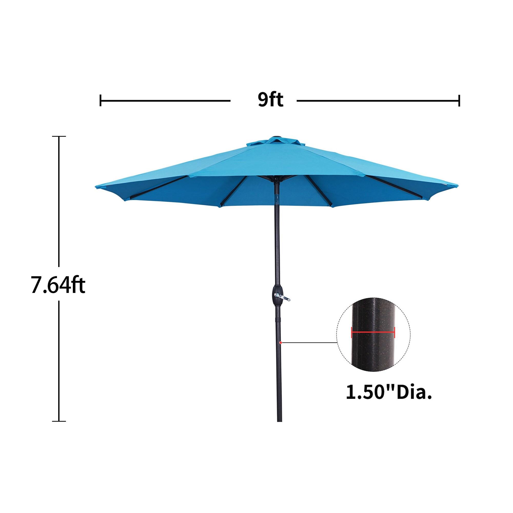 Pure Garden 9FT Outdoor Vented Patio Umbrella with Easy Crank (Blue)