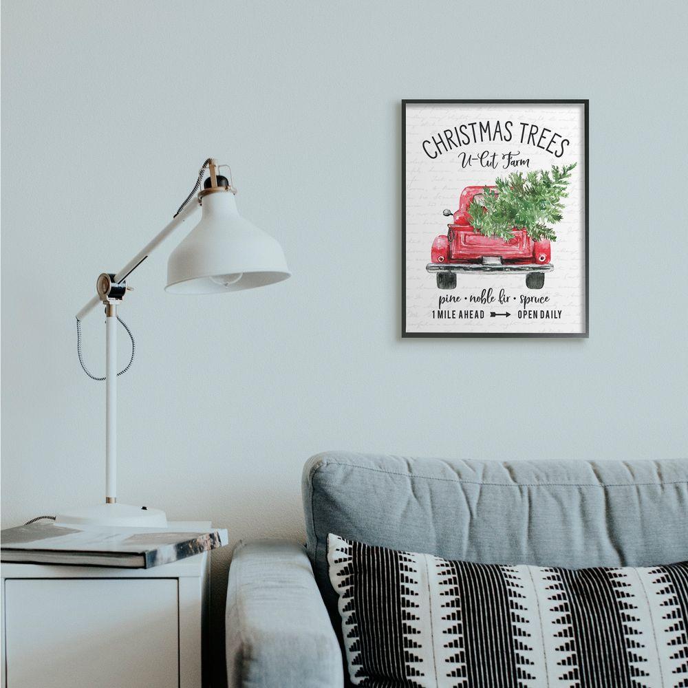 Stupell Indtries Christmas Red Farm Truck with Winter Pine Designed by Lettered and Lined