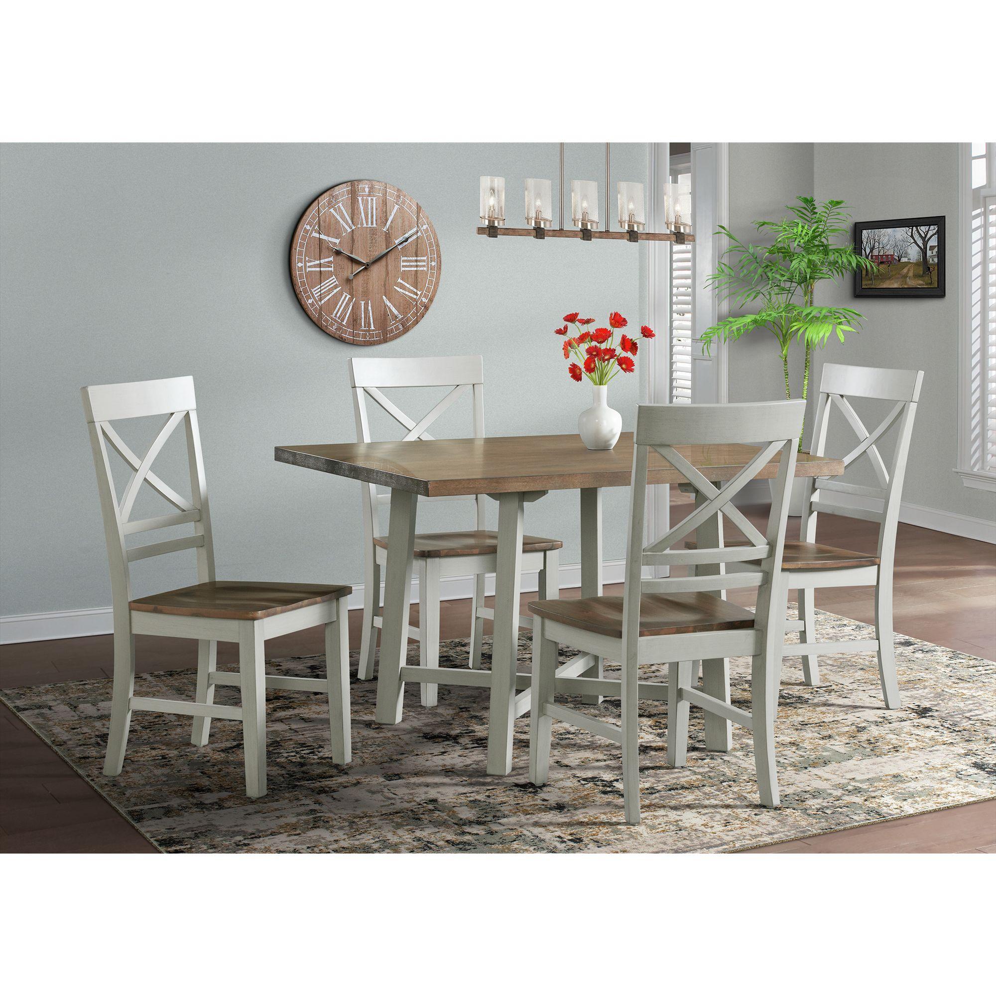 Bedford Standard Height Side Chair Set Natural/Cream - Picket House Furnishings: Cross-Back, Polyester Upholstery, MDF Frame