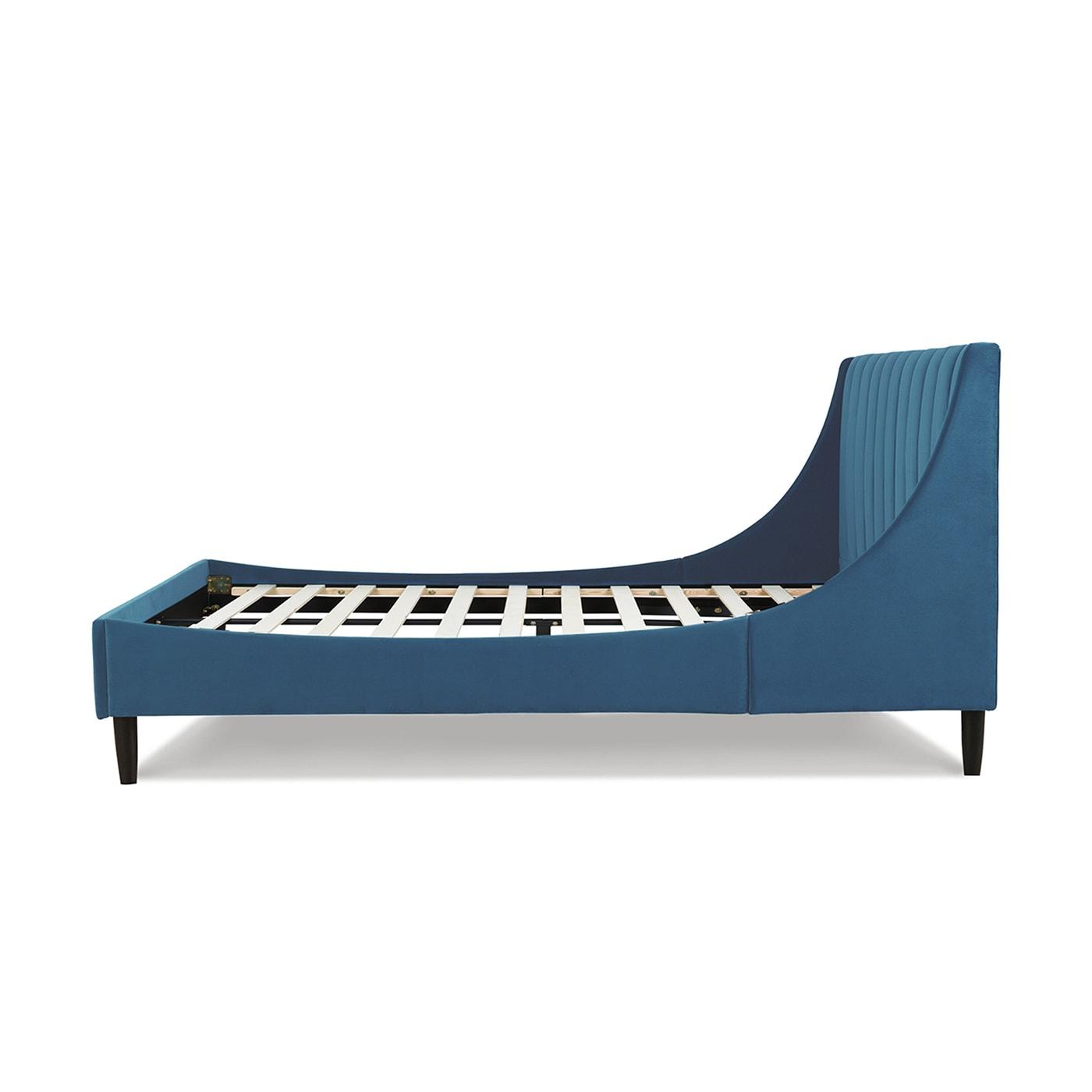 Sandy Wilson Home Aspen Tufted Headboard Platform Bed Queen Satin Teal Velvet