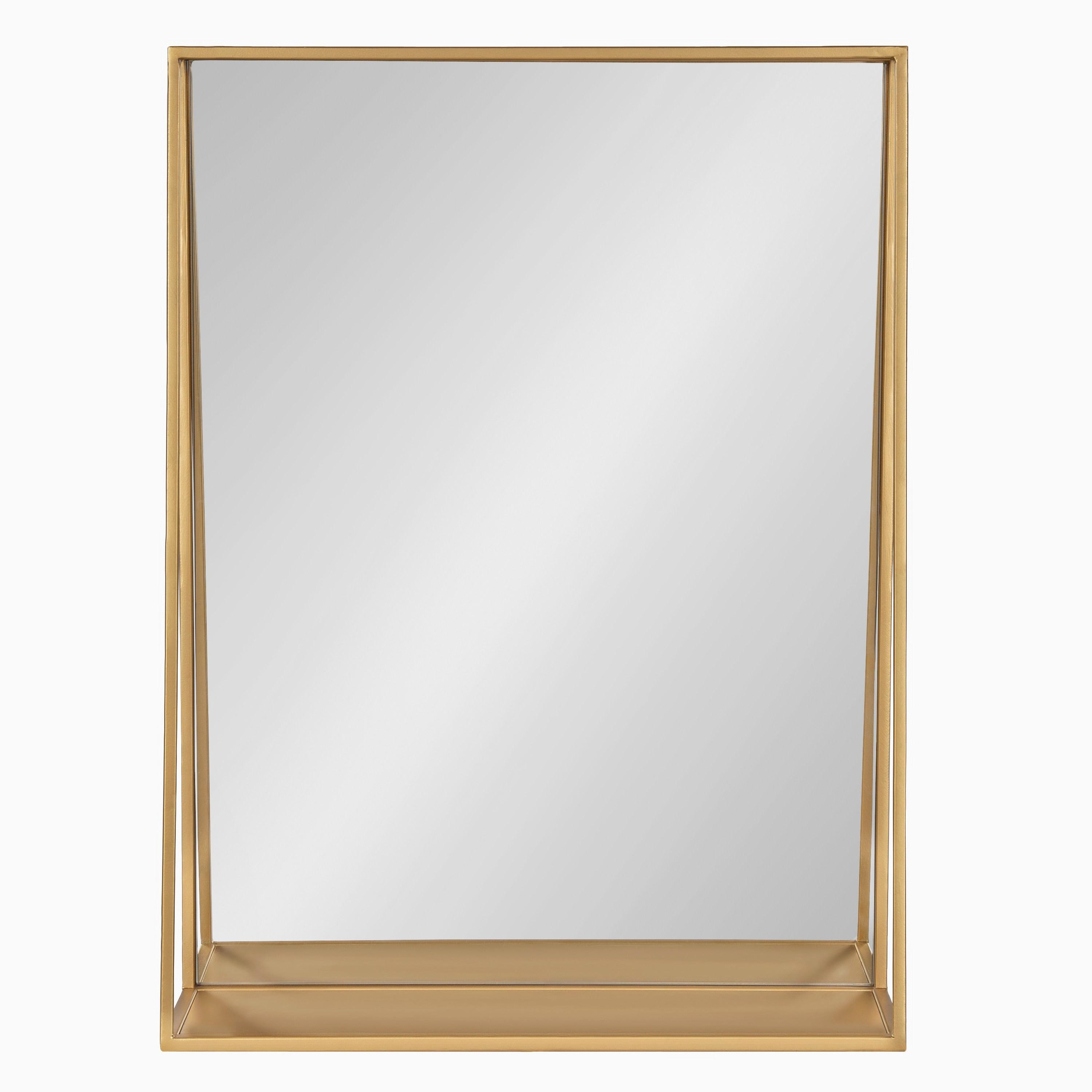 18" x 24" Lintz Functional Wall Mirror Gold - Kate & Laurel All Things Decor: Modern Rectangle, No Assembly Required