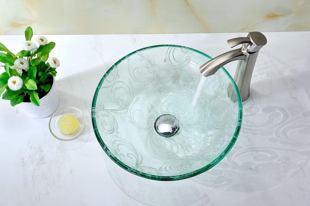 ANZZI Vieno 16.5'' Clear Tempered Glass Circular Bathroom Sink