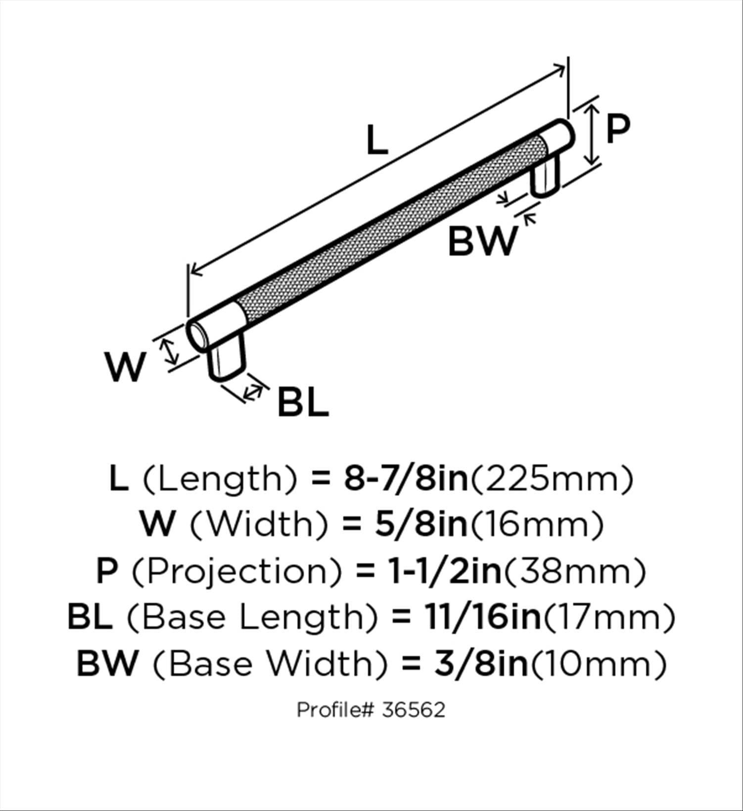 Amerock Esquire 8 inch (203mm) Center-to-Center Polished Nickel/Stainless Steel Cabinet Pull