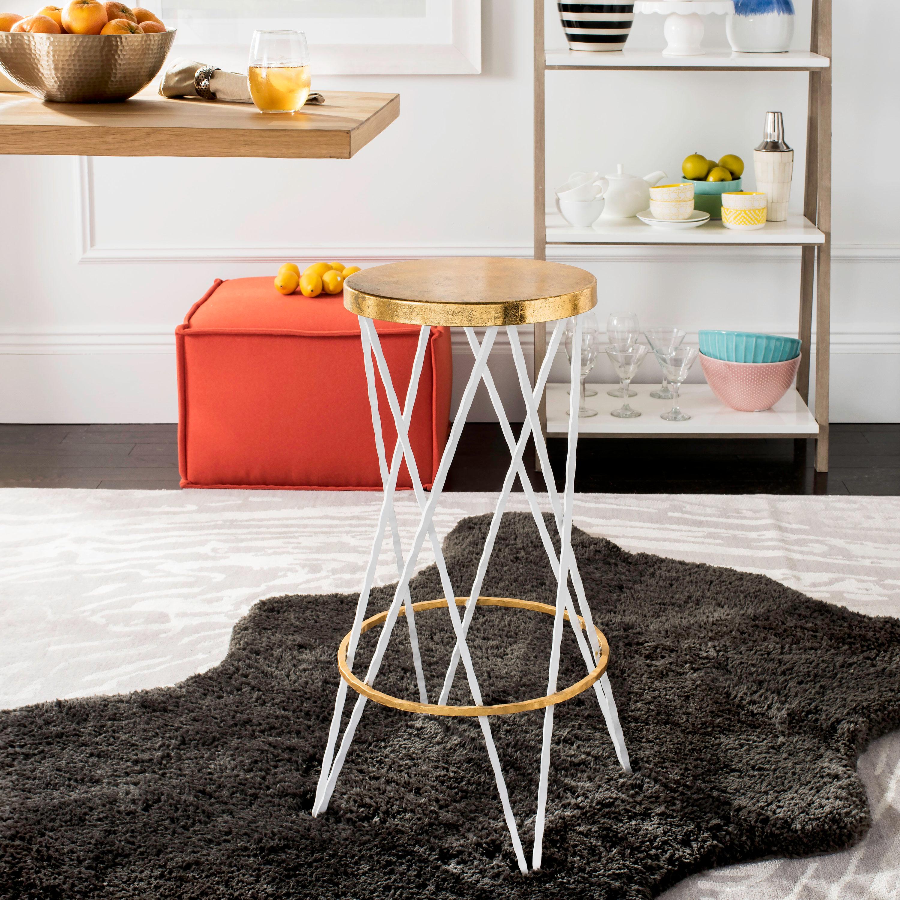 Hester Bar Stool - FOX3253 - White/Gold - Safavieh Couture