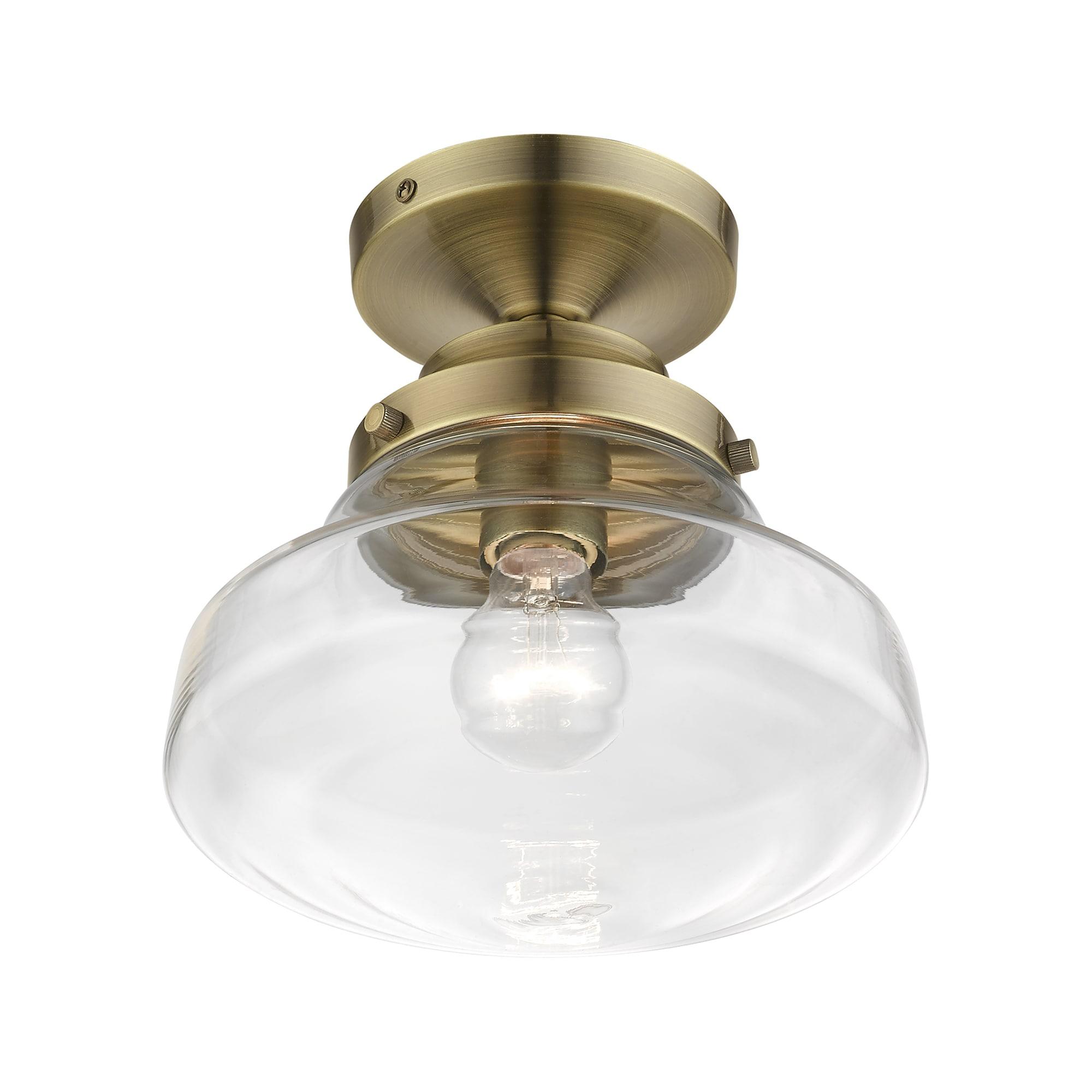 Livex Lighting Avondale 1 - Light Semi-Flush Mount in  Antique Brass