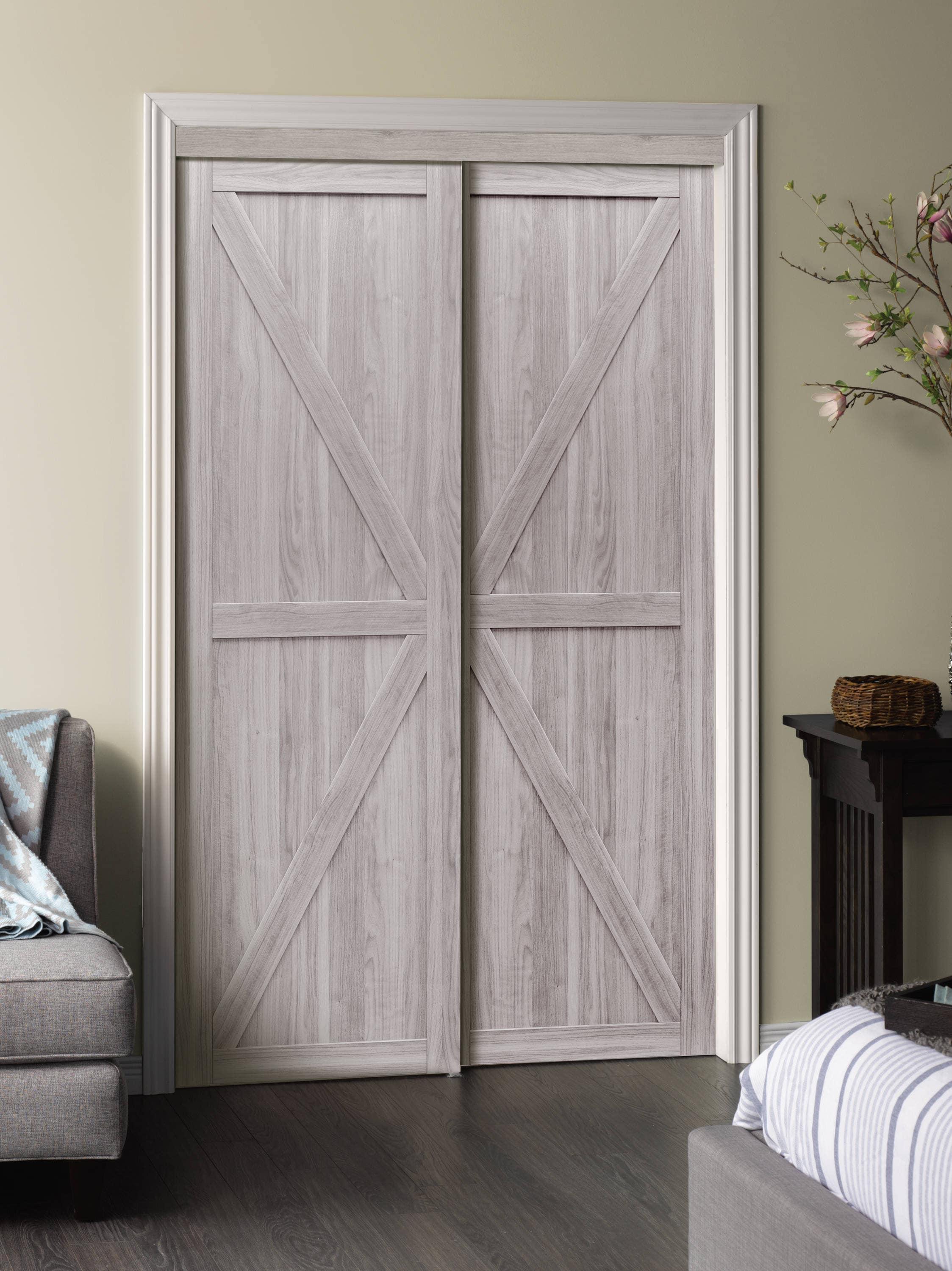 Trident 80'' Paneled Low-Gloss Sliding Closet Doors