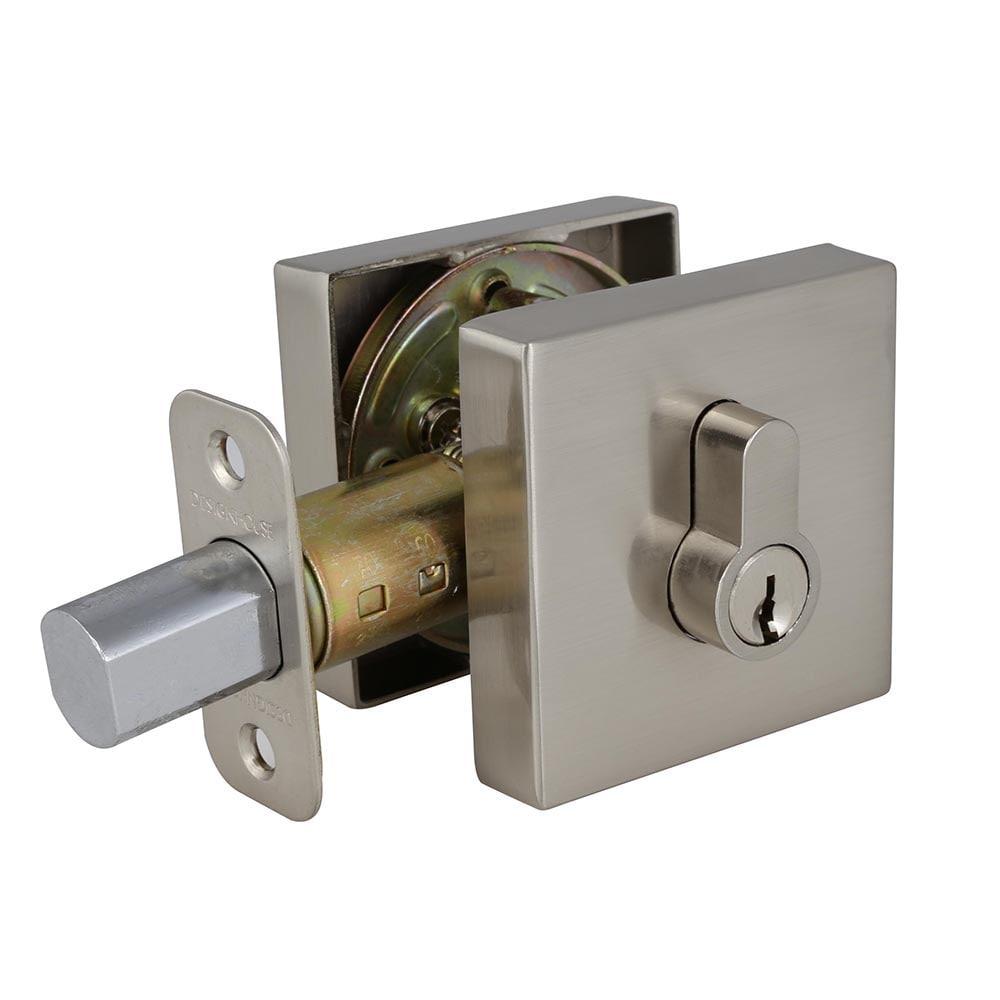 Satin Nickel Square Single Cylinder Deadbolt