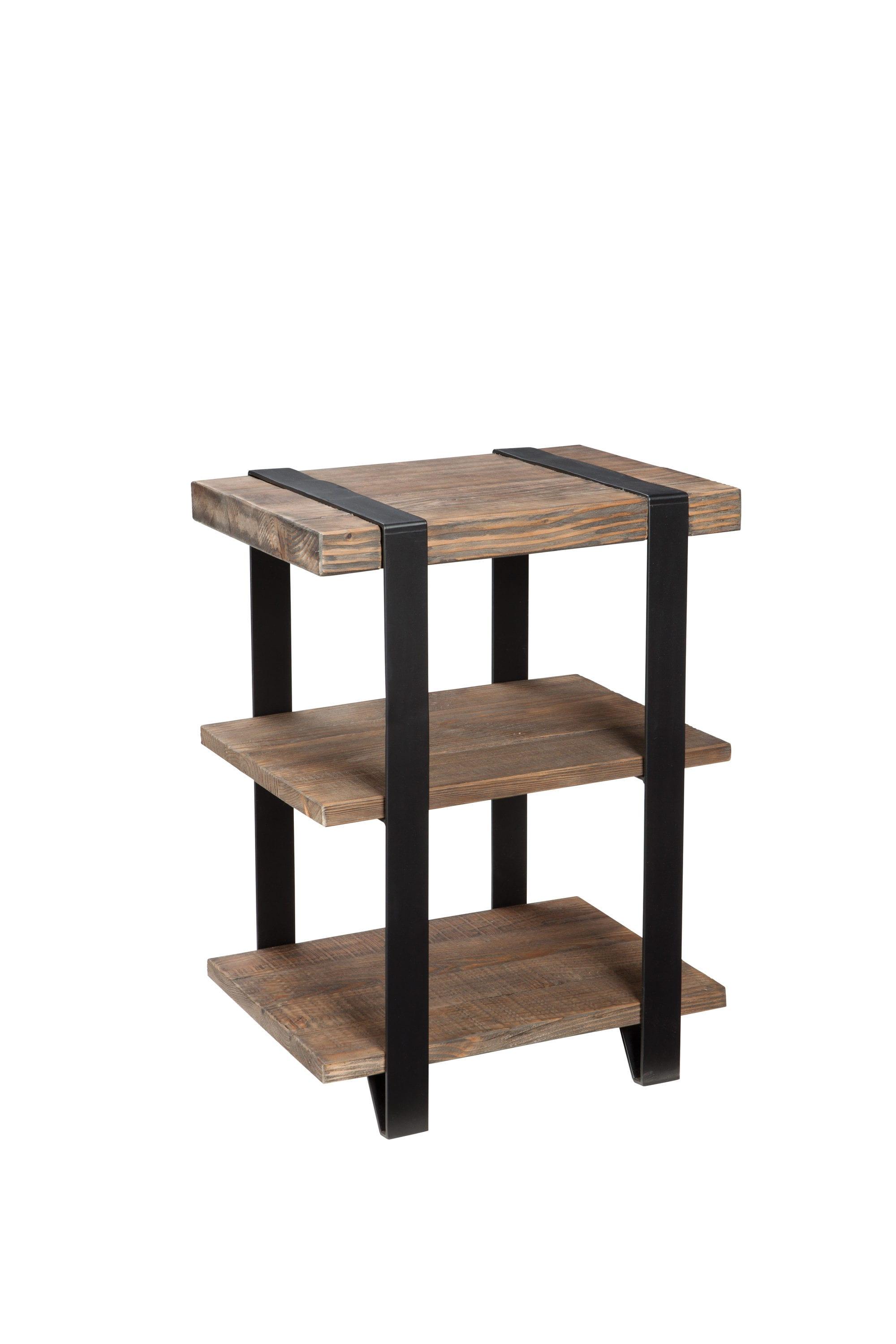 20" Modesto 2 Shelf Solid Wood and Metal End Table - Alaterre Furniture: Industrial, Rustic Design