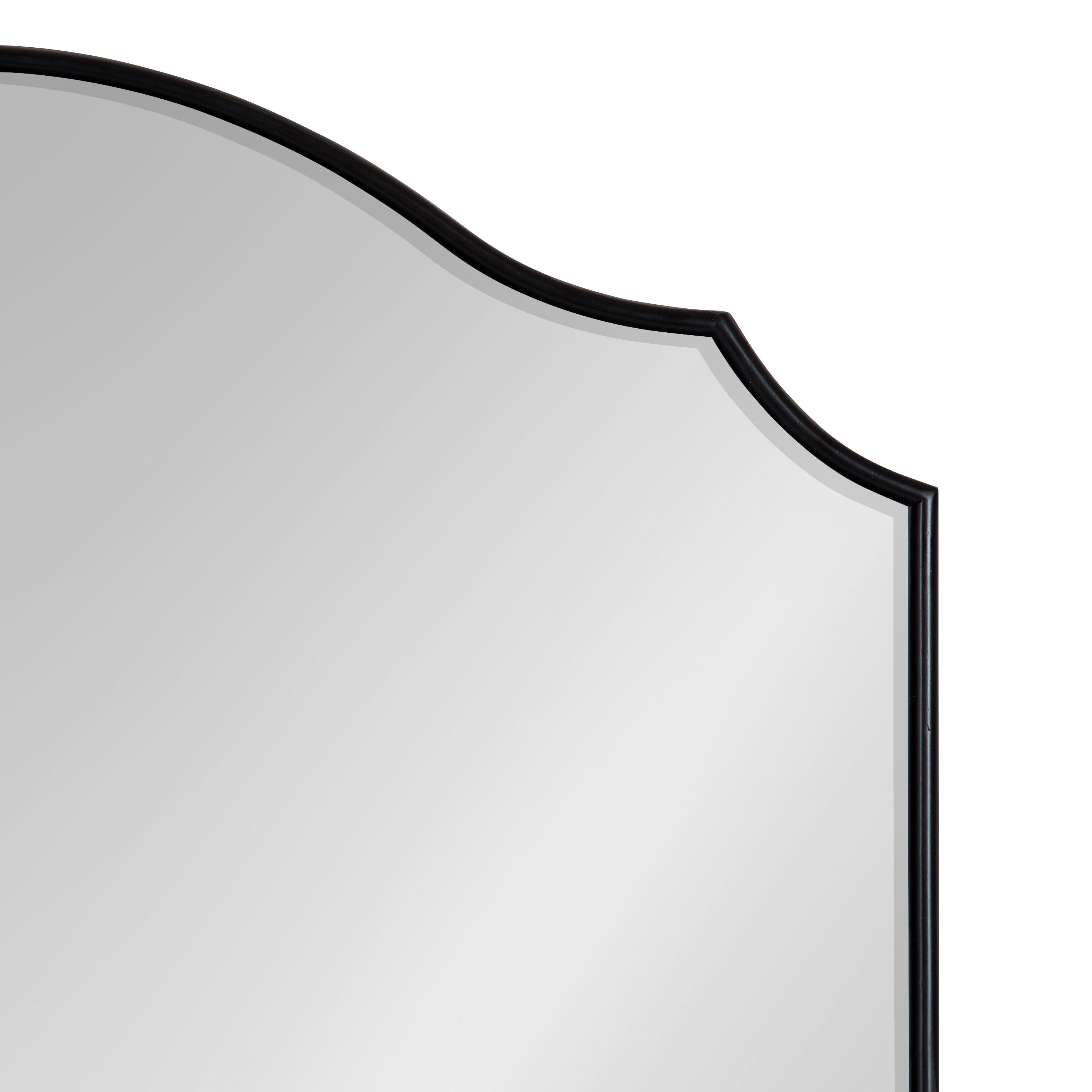 Kate and Laurel Leanna Glam Horizontal Wall Mirror, 20 x 30, Black, Sophisticated Large Mirror for Wall