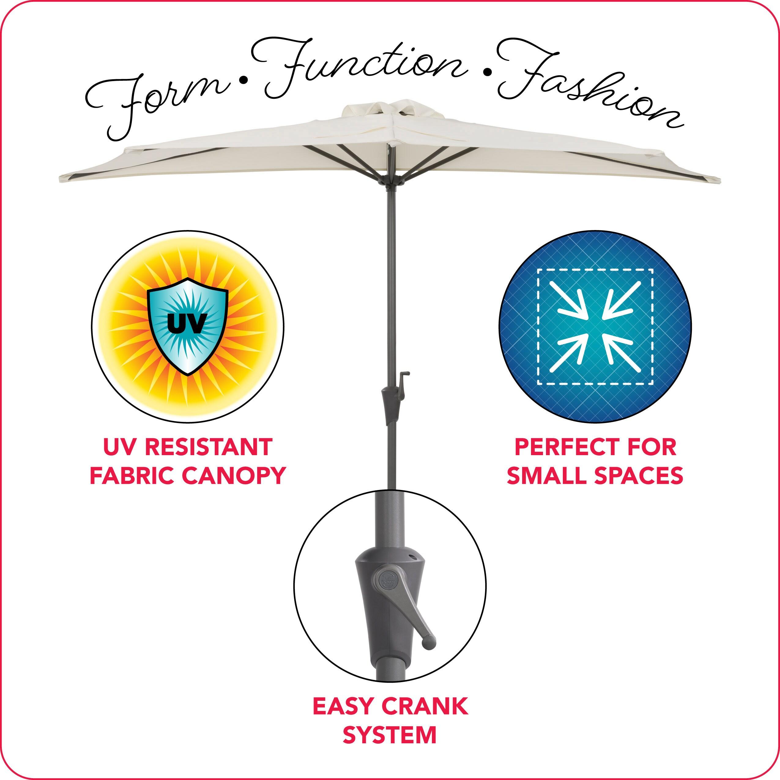 8.5'ft. Steel Market Half Patio Umbrella in Off White