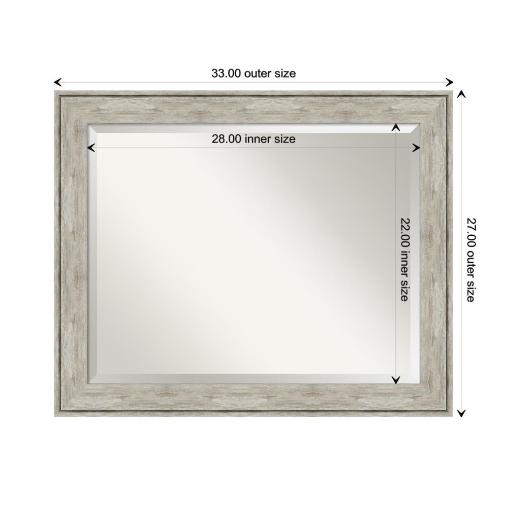 33" x 27" Crackled Framed Bathroom Vanity Wall Mirror Metallic - Amanti Art: Modern Rectangle, Beveled, No Assembly Required