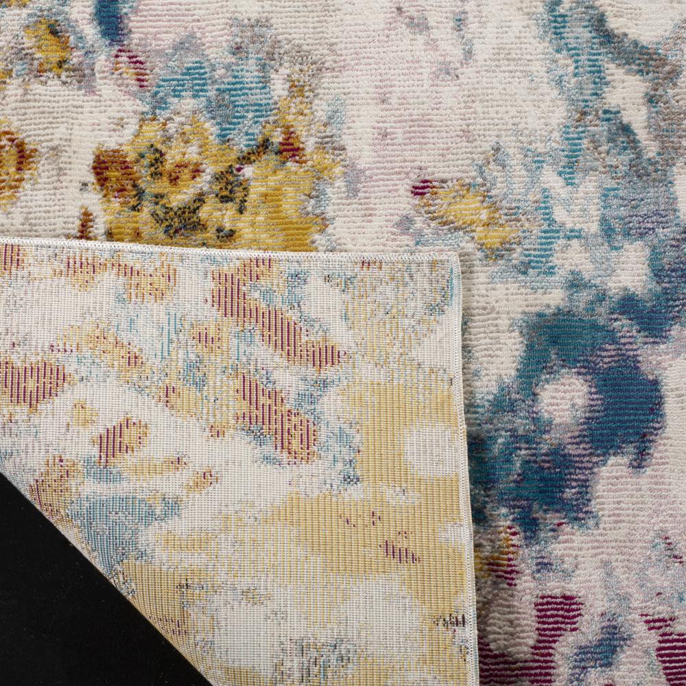 Aria ARA166 Power Loomed Area Rug - Cream/Dark Teal - 6'5" Round - Safavieh.